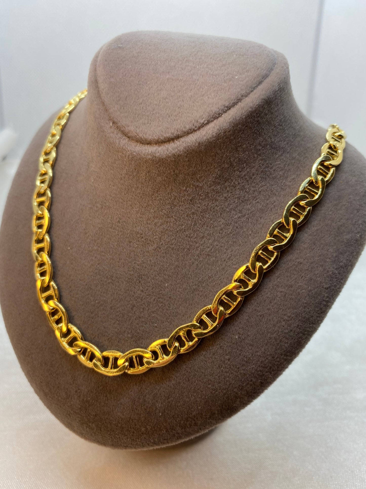 Chaîne d'ancre en or 14 carats – Chaîne Mariner 5 mm et 6 mm, véritable or 14 carats, cadeau parfait pour lui et elle, cadeau d'anniversaire idéal.