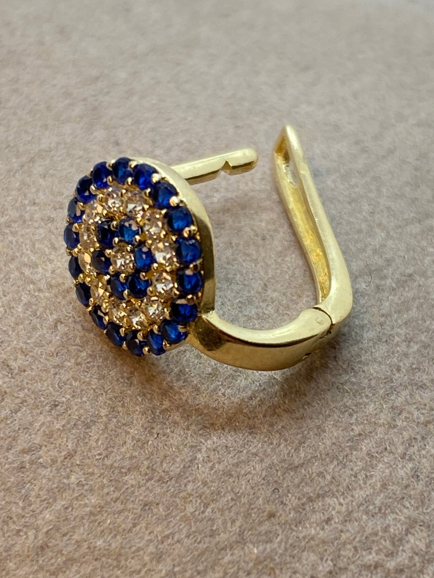 Boucles d'oreilles à clip en or 14 carats contre le mauvais œil avec zircone cubique – Or véritable, élégantes et protectrices – Cadeau de Noël ou d'anniversaire parfait pour elle.
