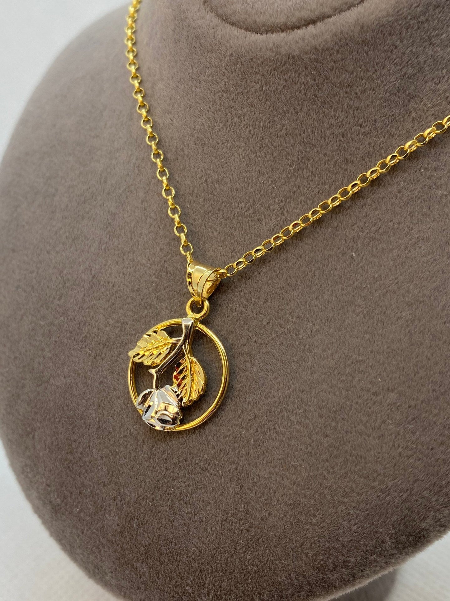 Collier rose en or massif 18 carats, 20 pouces, 1,5 mm