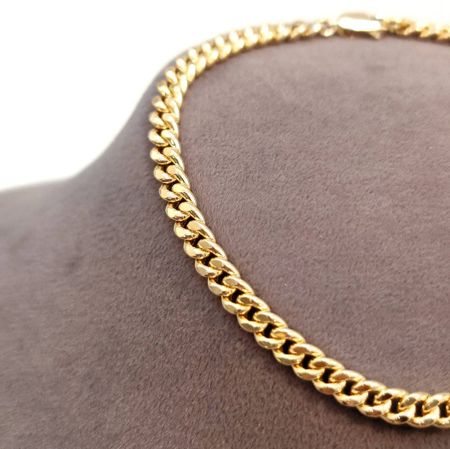 Bracelet gourmette en or massif 14 carats – Chaîne à maillons cubains de 5 mm pour homme et femme | Longueurs : 19 cm et 20 cm | Cadeau d'anniversaire idéal