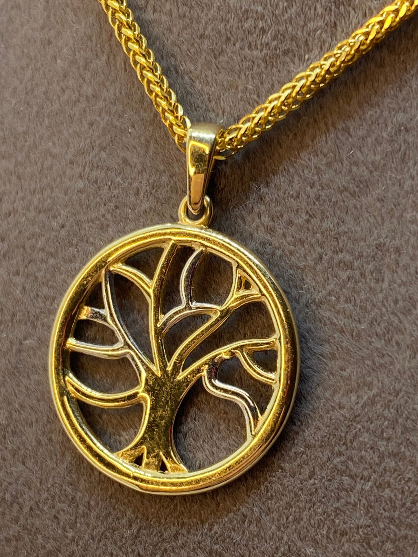 14k Gold Tree of life pendant with 18k Franco chain Diamond Cut ,14k solid gold tree of life necklace 19.5 inches ,1.5 mm , gift For Her