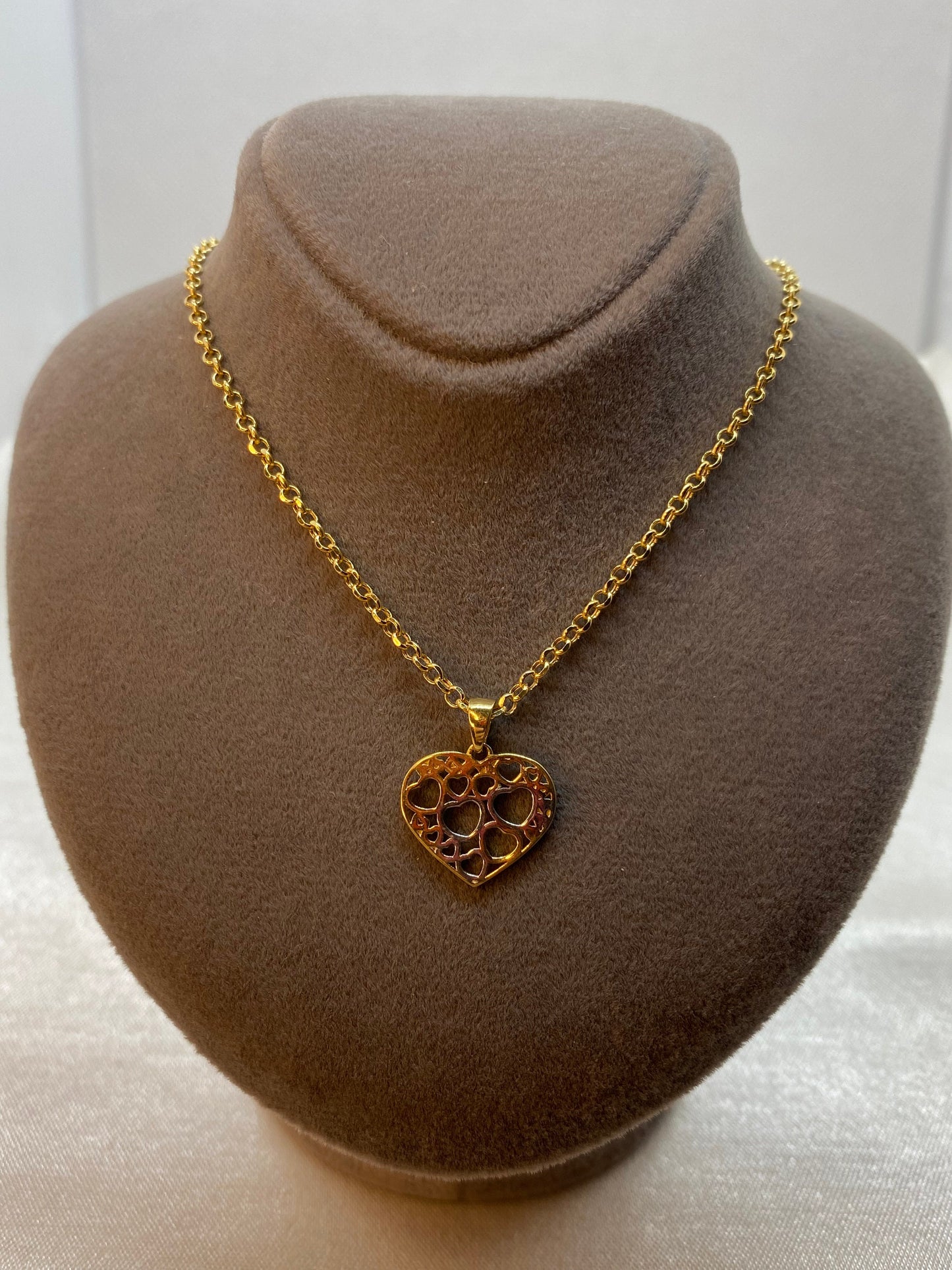 18k Gold Heart Necklace with Rolo chain, 19.5", Heart Necklace , Gift necklace , Birthday GIFT, Real 18k Gold Heart Necklace, For Her