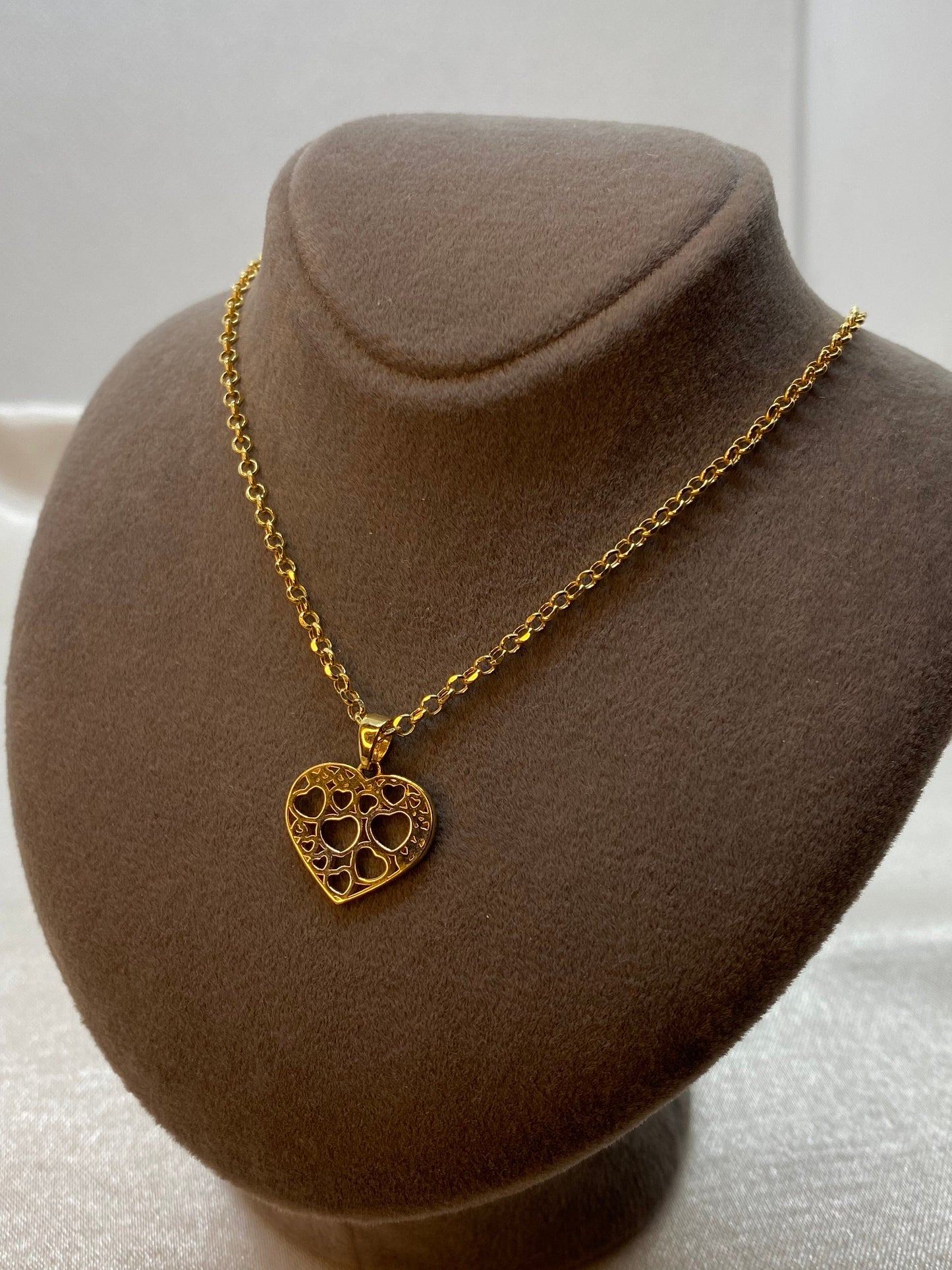 18k Gold Heart Necklace with Rolo chain, 19.5", Heart Necklace , Gift necklace , Birthday GIFT, Real 18k Gold Heart Necklace, For Her