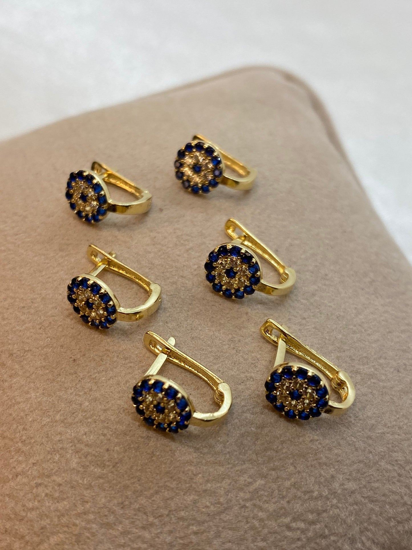 14k Real Gold Evil Eye Clip-On Earring with Cubic Zirconia – Symbol of Protection, Gift for Her, Birthday Gift, Evil Eye Gold Jewelry