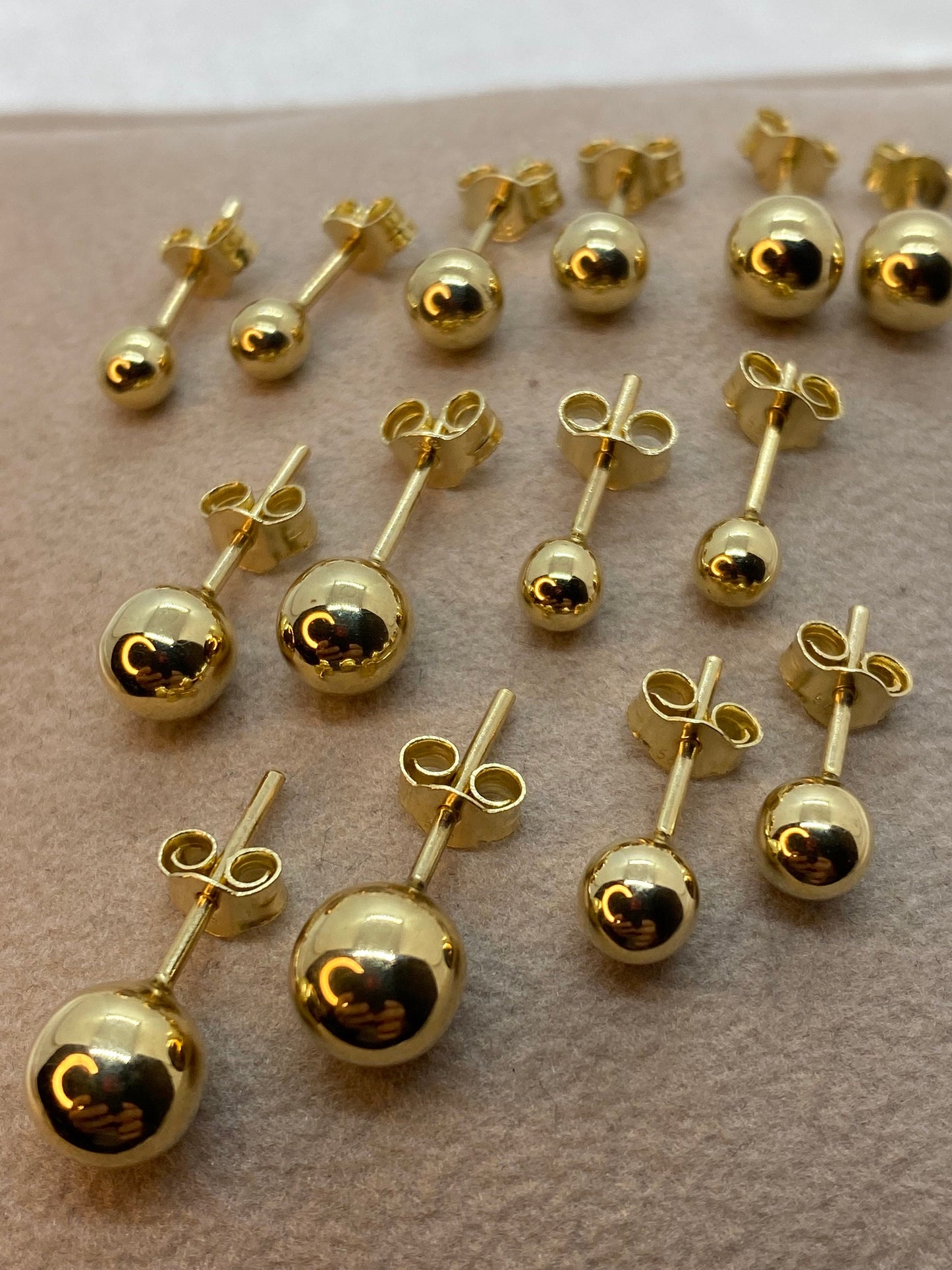 14K Real Gold Ball Stud Earrings – Minimalist Plain Gold Earrings for Her | Simple & Dainty Everyday Studs | Birthday Gift