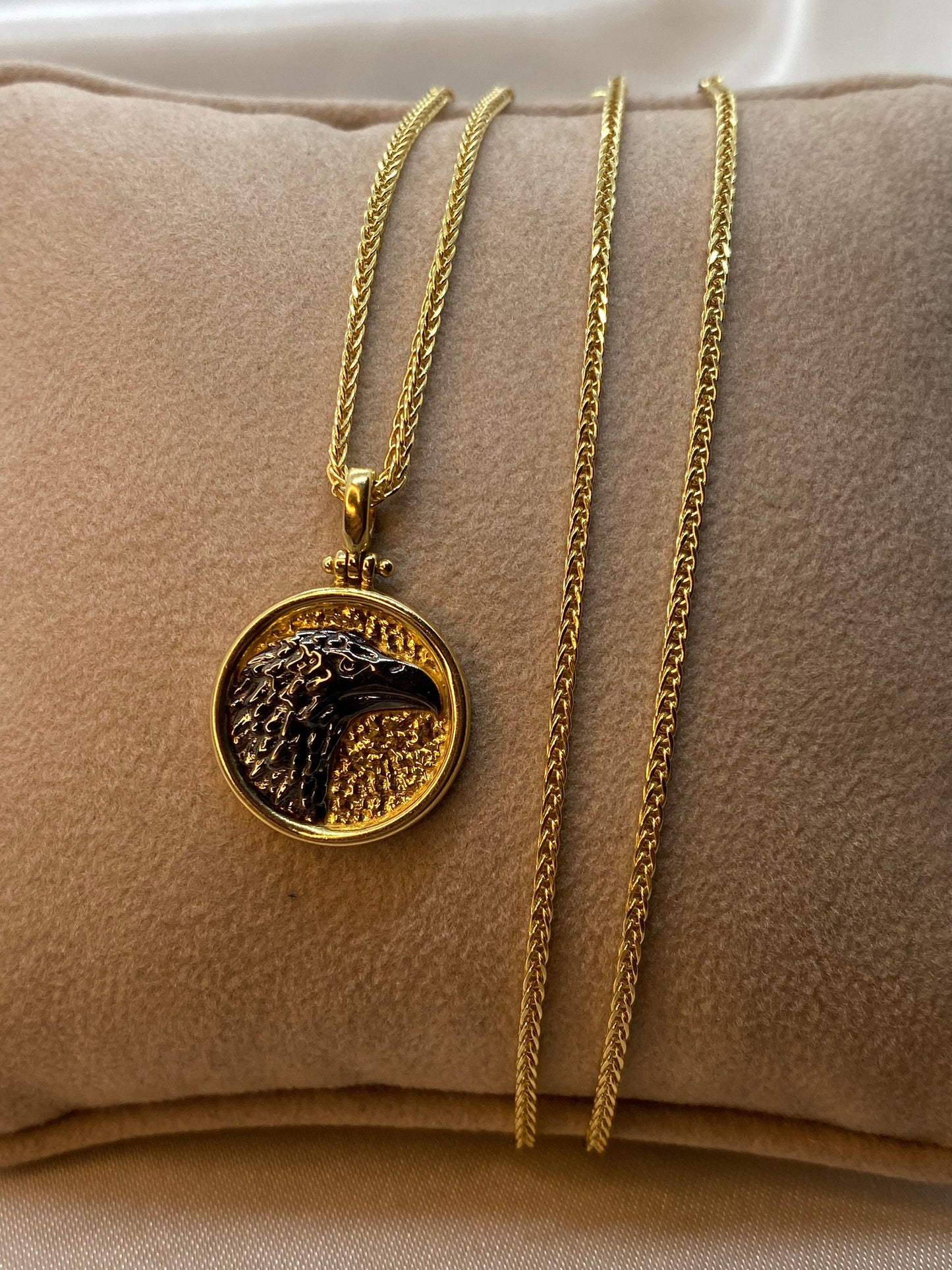 14k Real Gold Eagle Necklace , 23.5 inches, 1.5mm ,Franco chain , American Eagle necklace , Eagle pendant, , for Her !for Him