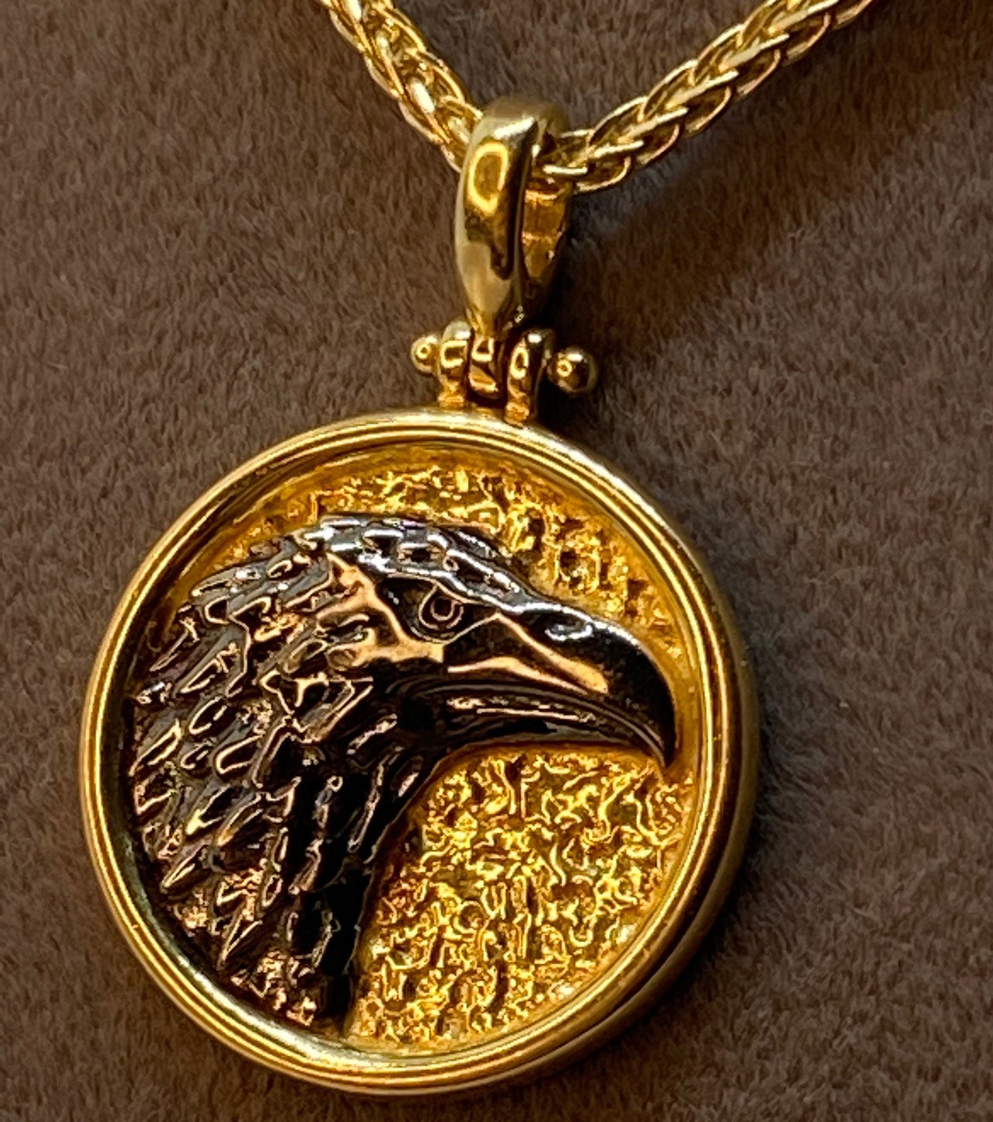 14k Real Gold Eagle Necklace , 23.5 inches, 1.5mm ,Franco chain , American Eagle necklace , Eagle pendant, , for Her !for Him