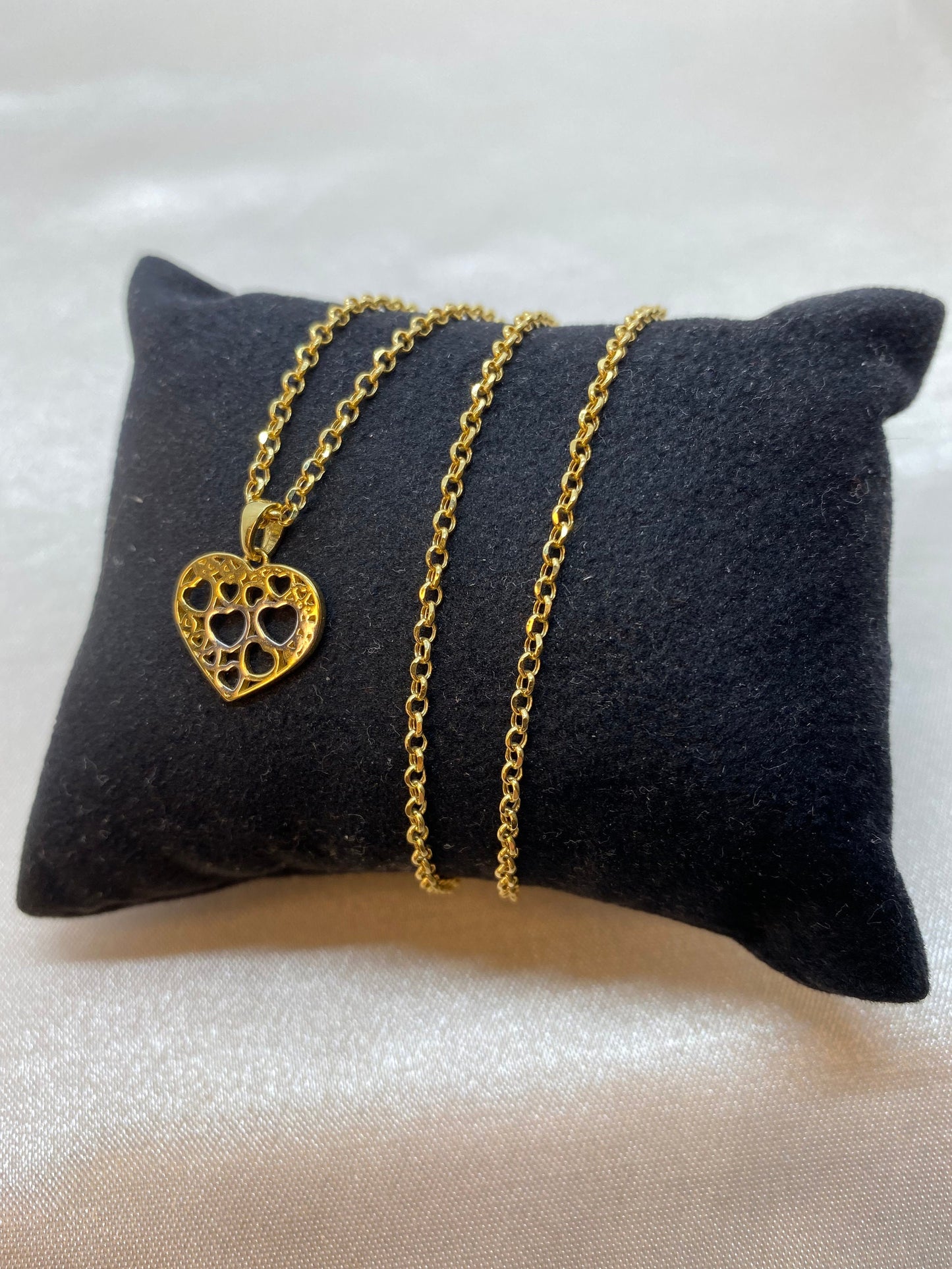 18k Gold Heart Necklace with Rolo chain, 19.5", Heart Necklace , Gift necklace , Birthday GIFT, Real 18k Gold Heart Necklace, For Her