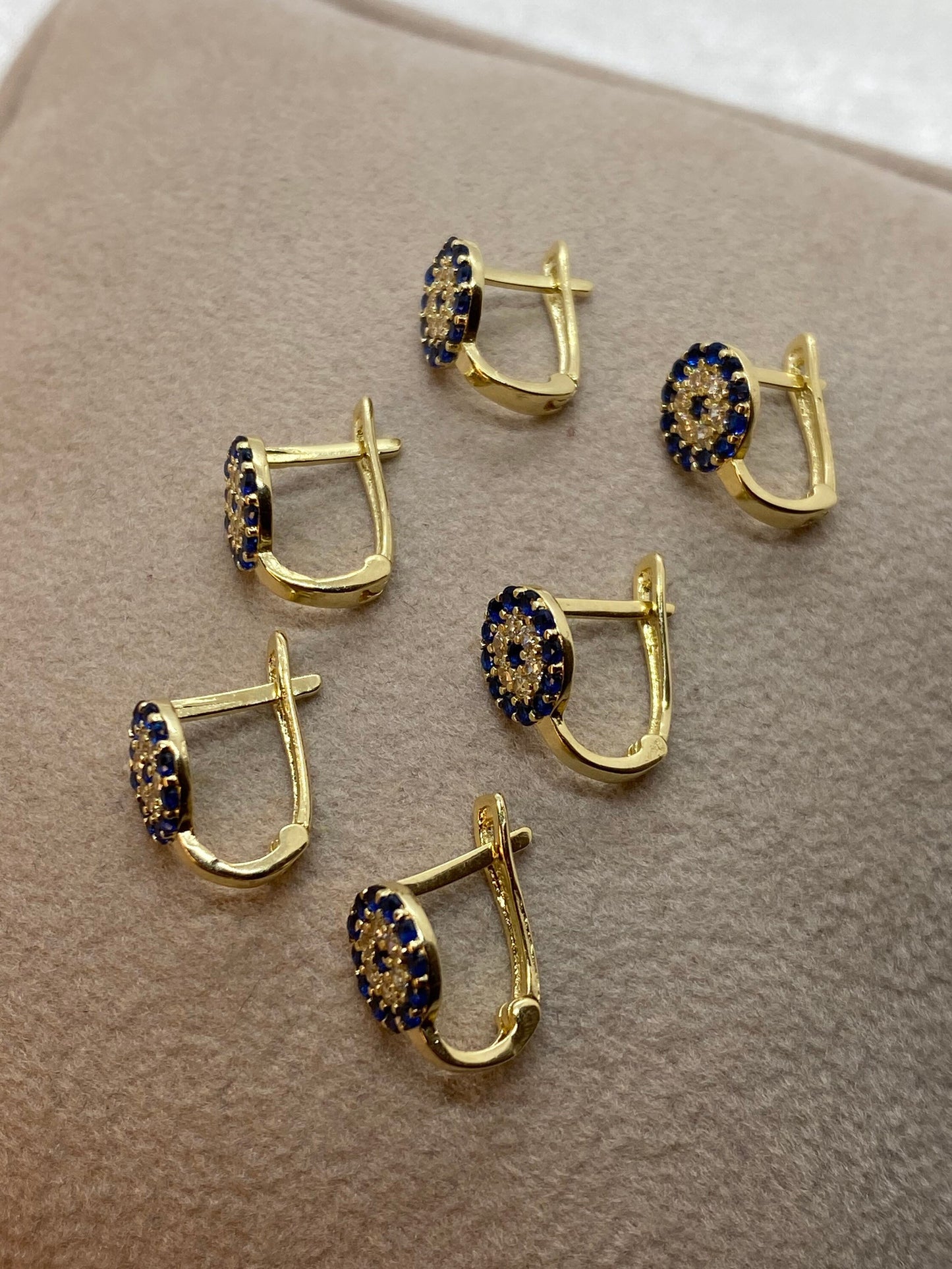 14k Real Gold Evil Eye Clip-On Earring with Cubic Zirconia – Symbol of Protection, Gift for Her, Birthday Gift, Evil Eye Gold Jewelry