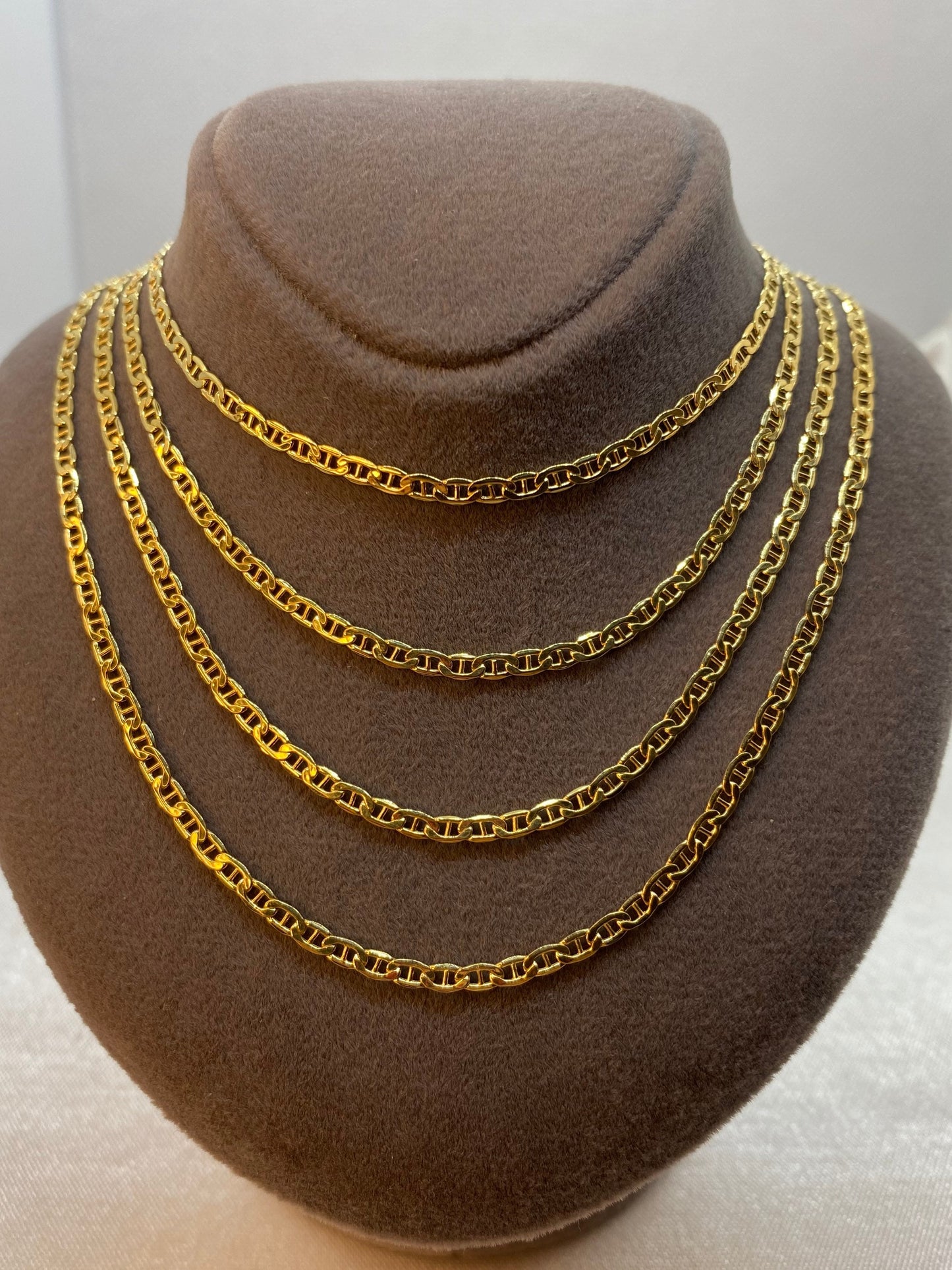Collier chaîne ancre plate en or 18 carats – Chaîne marine de 2,5 mm, véritable or 18 carats, idéal pour elle ou lui, cadeau de Noël