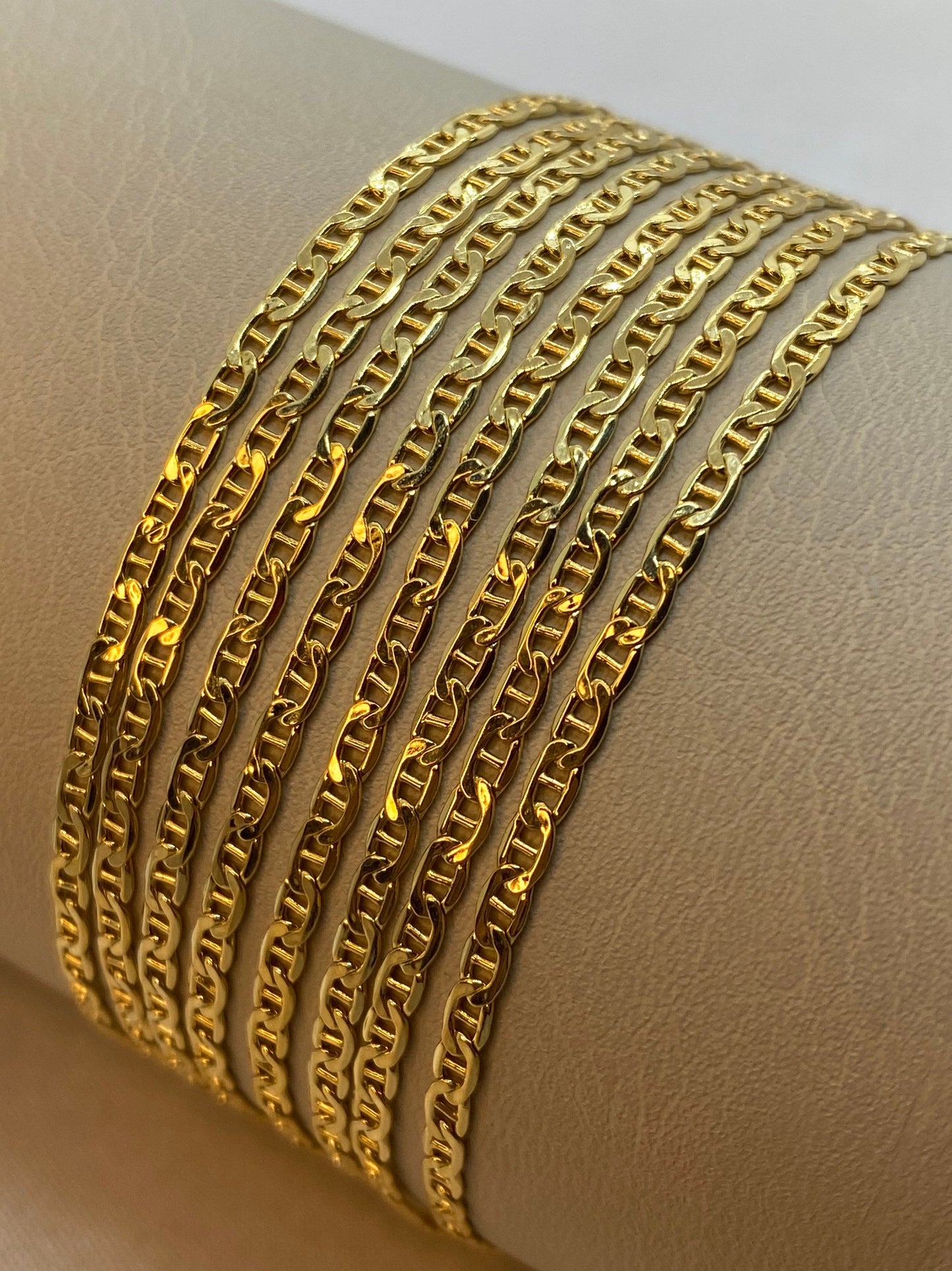 Collier chaîne ancre plate en or 18 carats – Chaîne marine de 2,5 mm, véritable or 18 carats, idéal pour elle ou lui, cadeau de Noël
