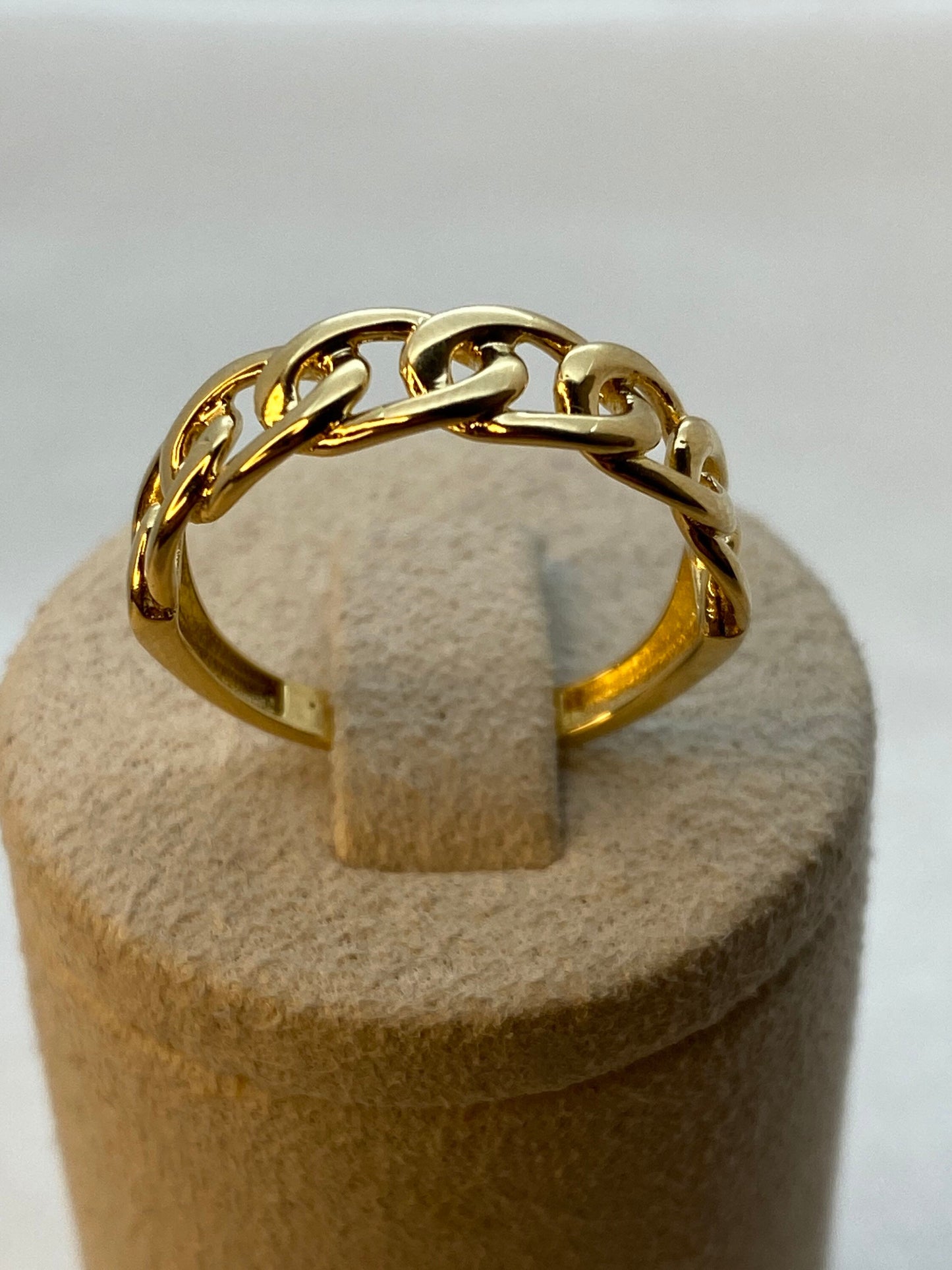 Bague gourmette en or 18 carats, design de bague gourmette en or jaune, bague midi, pour elle, cadeau d'anniversaire, cadeau d'anniversaire, cadeau de Noël, chaîne gourmette disponible