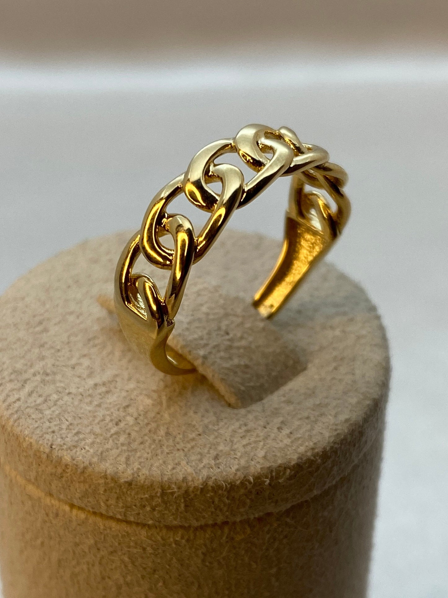 Bague gourmette en or 18 carats, design de bague gourmette en or jaune, bague midi, pour elle, cadeau d'anniversaire, cadeau d'anniversaire, cadeau de Noël, chaîne gourmette disponible