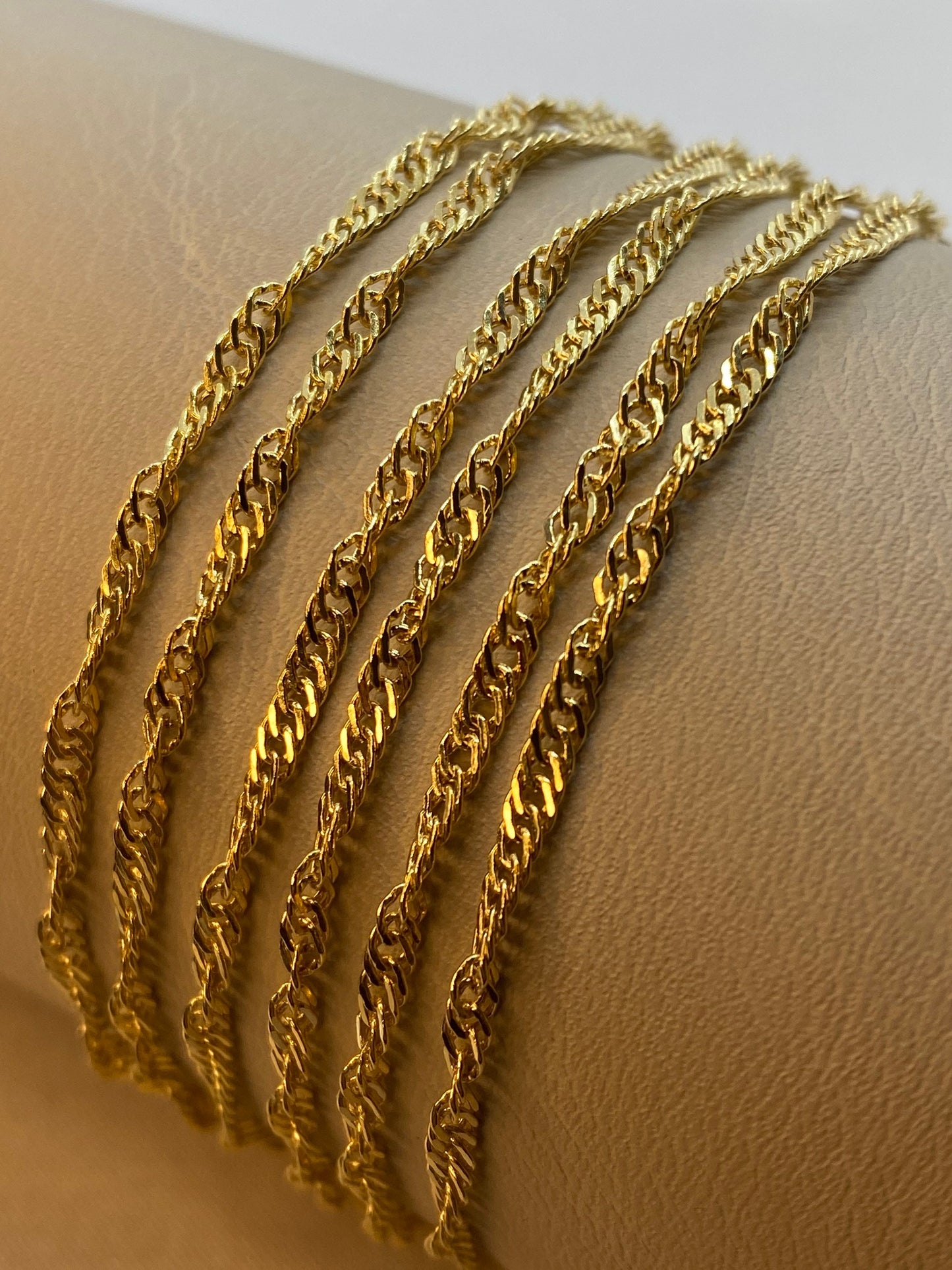 18K Real Gold Singapore Chain – 2.40mm, Diamond Cut, Shiny Twisted Design, Unisex Gold Chain, Perfect Birthday Gift