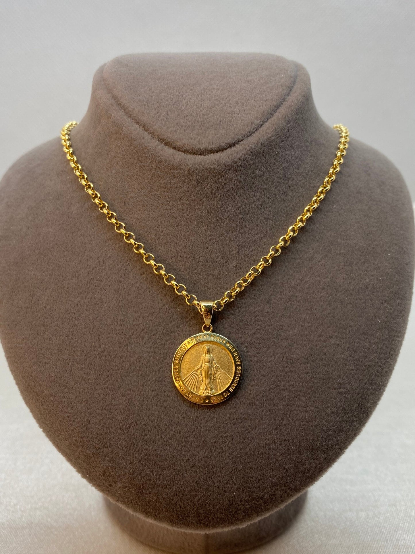 14k Real Gold Virgin Mary Necklace, Miraculous Necklace ,Virgin Mary, Christian Gift ,Catholic Religious Jewelry, gift for her, Gift For Him