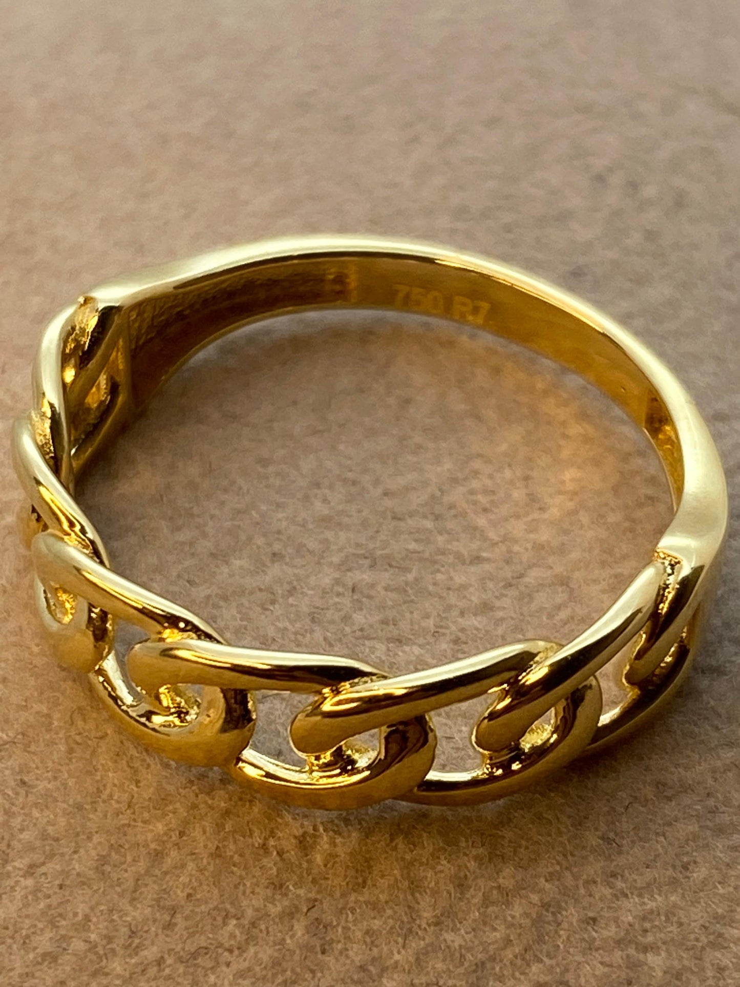 Bague gourmette en or 18 carats, design de bague gourmette en or jaune, bague midi, pour elle, cadeau d'anniversaire, cadeau d'anniversaire, cadeau de Noël, chaîne gourmette disponible
