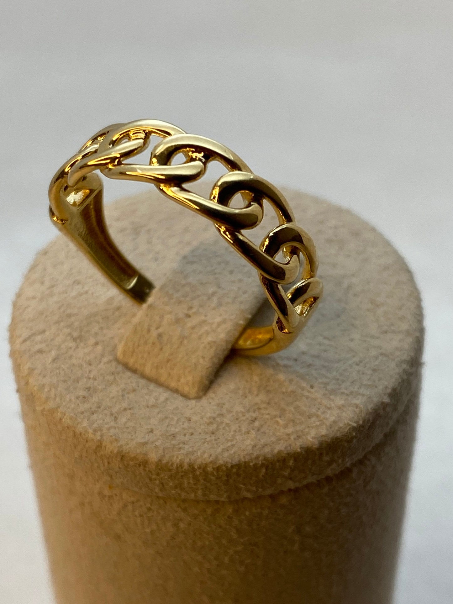 Bague gourmette en or 18 carats, design de bague gourmette en or jaune, bague midi, pour elle, cadeau d'anniversaire, cadeau d'anniversaire, cadeau de Noël, chaîne gourmette disponible