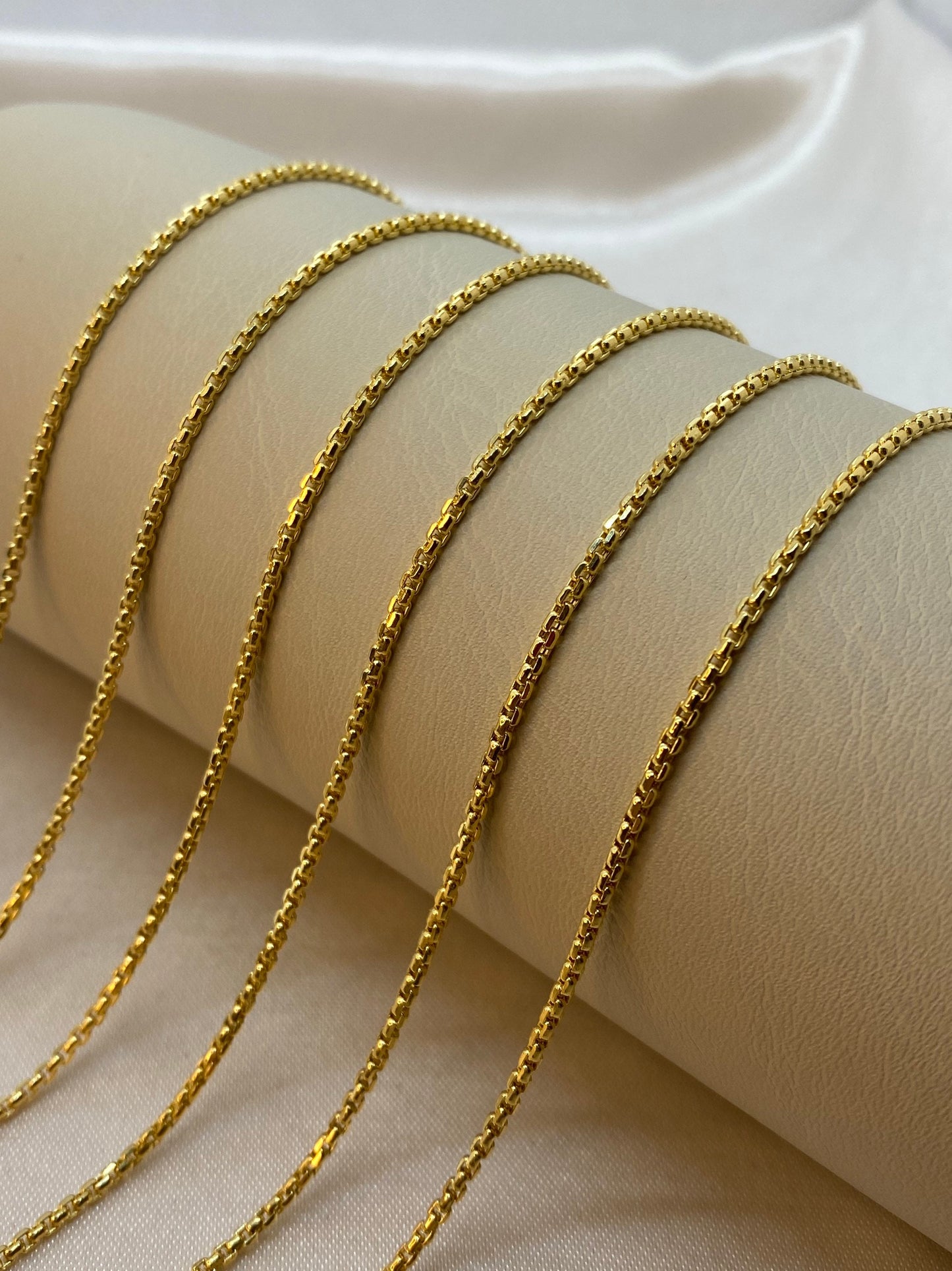 18K Gold Box Chain Necklace, 20", 22", 24" – Real Gold Box Link Chain for Men & Women, Perfect Birthday Gift