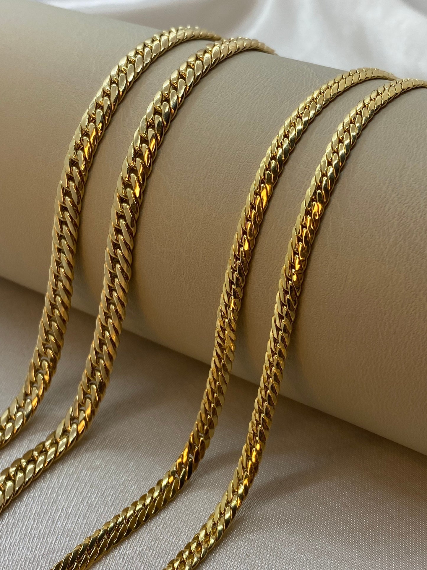 Collier chaîne à maillons gourmette en or 18 carats, 4 mm, 5 mm, or véritable, chaîne en or pour homme, chaîne en or pour femme, gourmette en or 18 carats, pour elle, pour lui, cadeau d'anniversaire