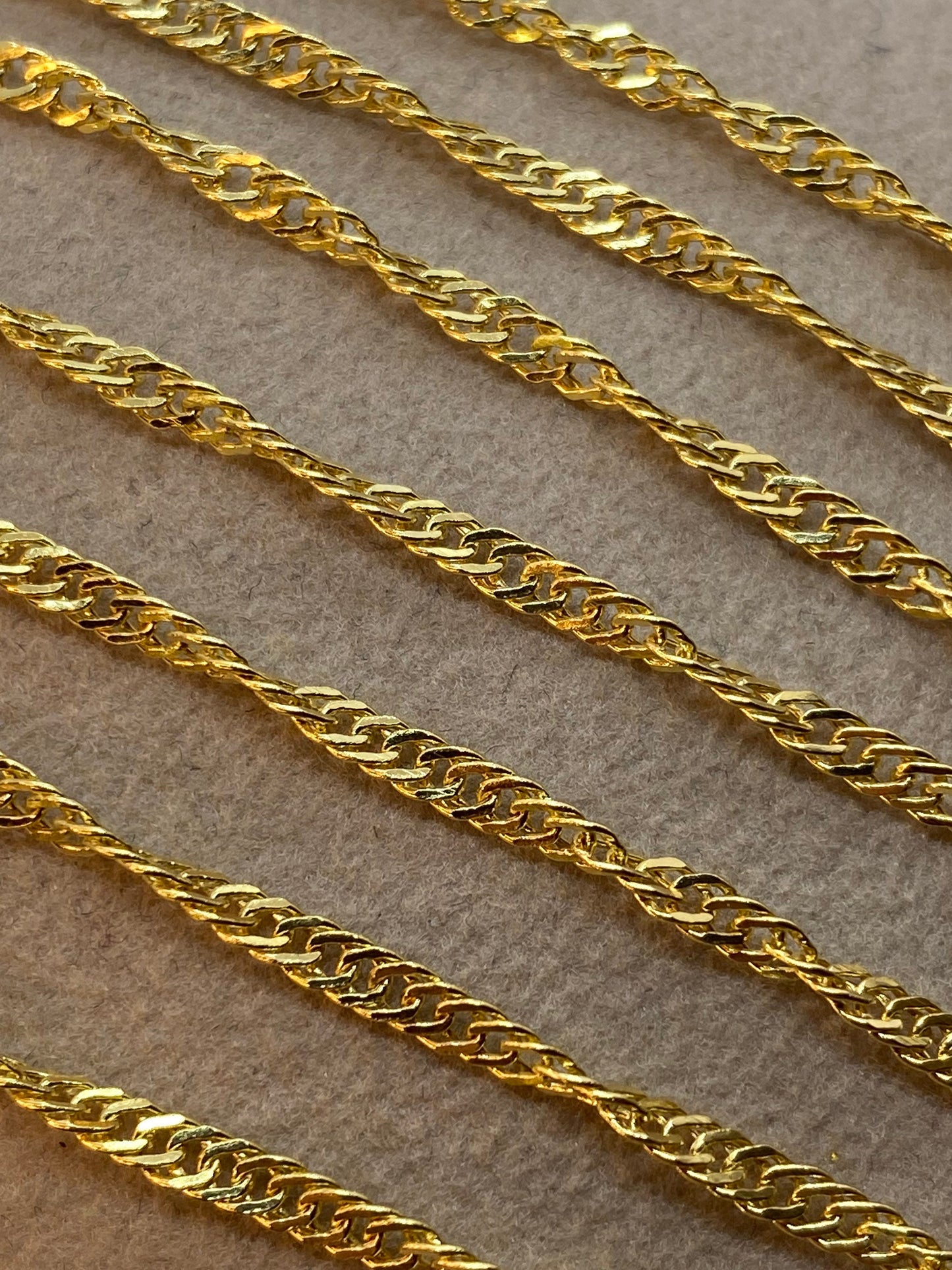 18K Real Gold Singapore Chain – 2.40mm, Diamond Cut, Shiny Twisted Design, Unisex Gold Chain, Perfect Birthday Gift
