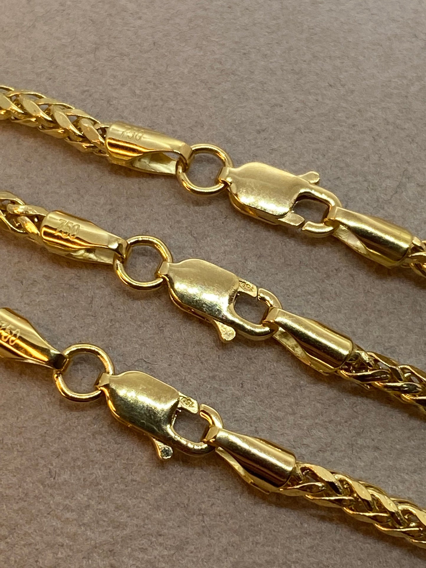 Collier en or véritable 18 carats avec chaîne queue de renard, 4 mm et 3 mm | Franco Foxtail Design | Cadeau idéal pour Noël et un anniversaire, pour elle et lui