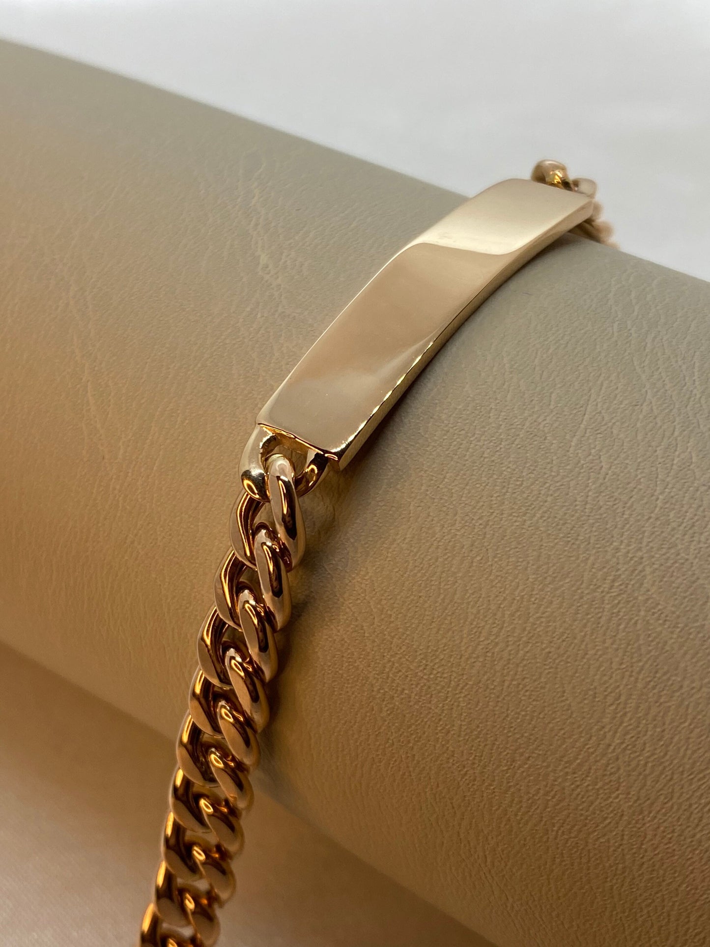 18K Rose Gold Curb ID Bracelet, 7mm, Real 18K Gold, Perfect Christmas & Birthday Gift for Him & Her, Anniversary Gift
