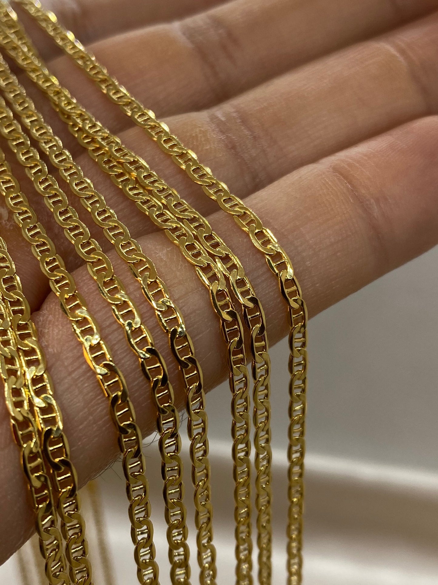 Collier chaîne ancre plate en or 18 carats – Chaîne marine de 2,5 mm, véritable or 18 carats, idéal pour elle ou lui, cadeau de Noël