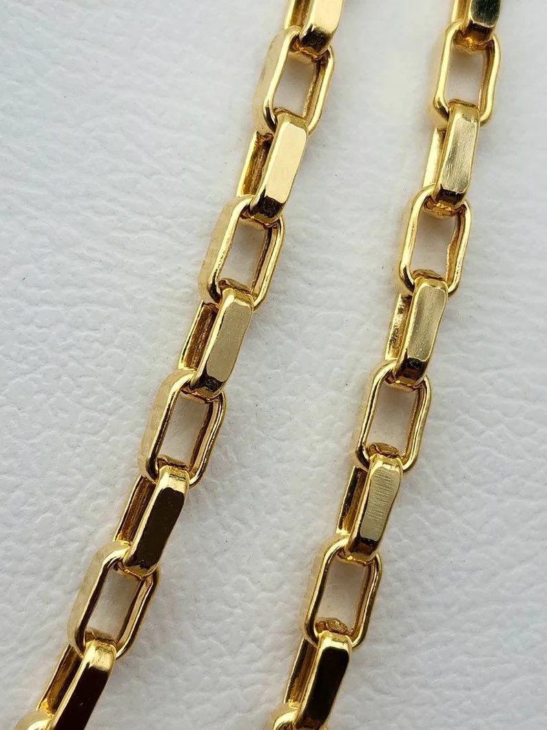18k Solid Gold Box Chain Necklace – 2.5mm, Available in 24", 22", 20", 18" Lengths | Real 18k Gold Cable Chain | Unisex | Birthday & Anniversary Gift for Him or Her