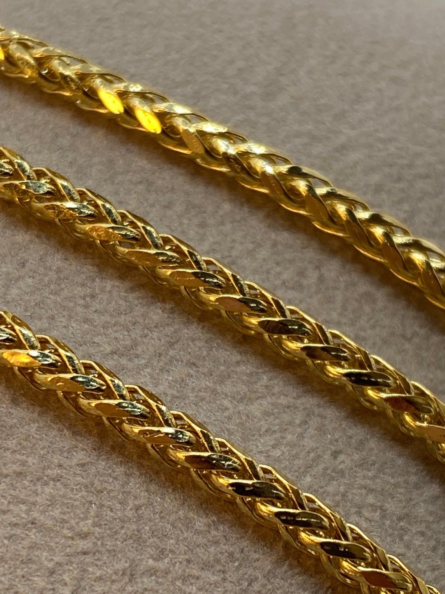 Collier en or véritable 18 carats avec chaîne queue de renard, 4 mm et 3 mm | Franco Foxtail Design | Cadeau idéal pour Noël et un anniversaire, pour elle et lui