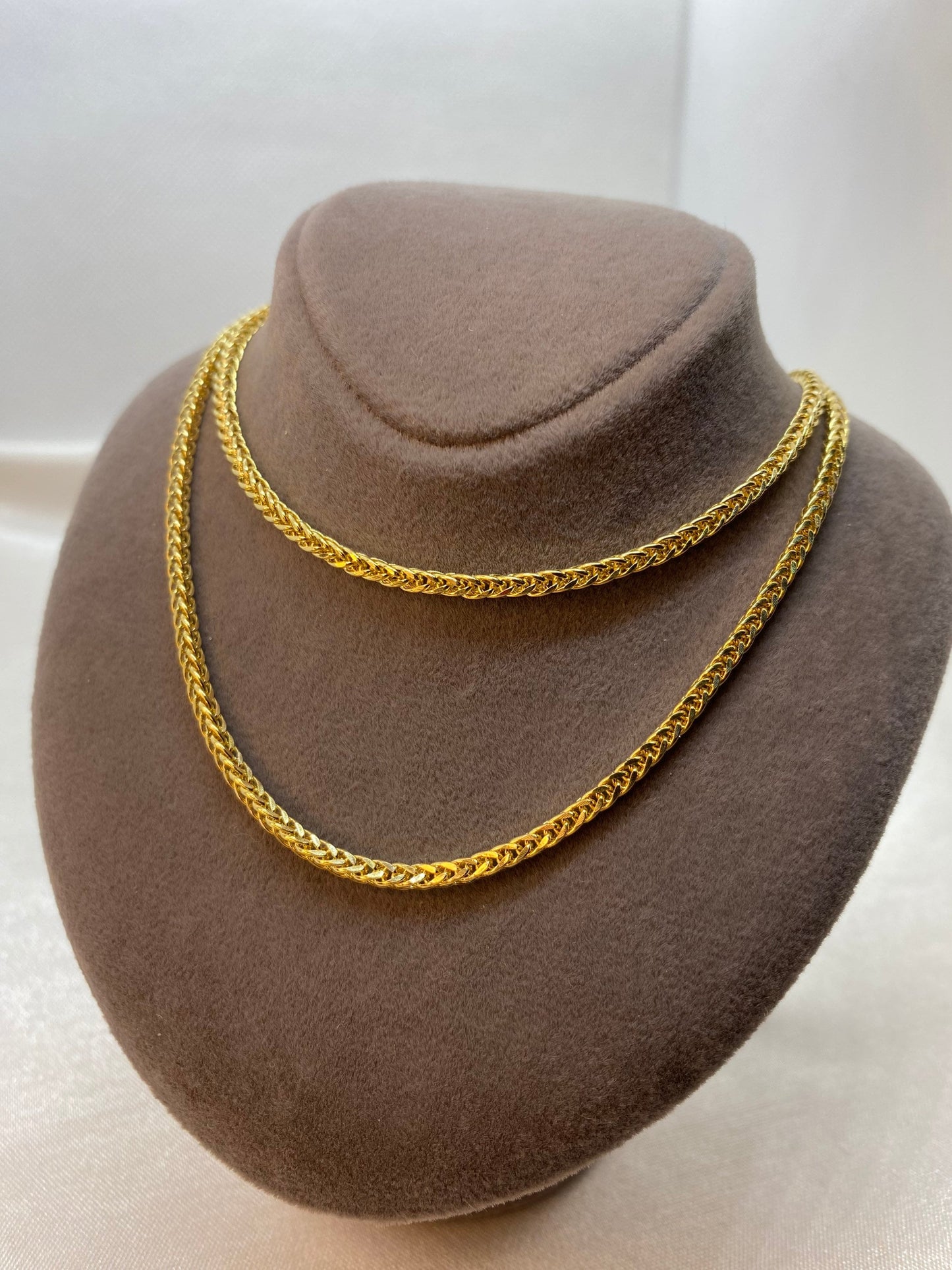 18K Real Gold Franco Foxtail Chain Necklace – 2.5mm | Elegant Gift for Anniversaries & Birthdays | Ideal for Him & Her