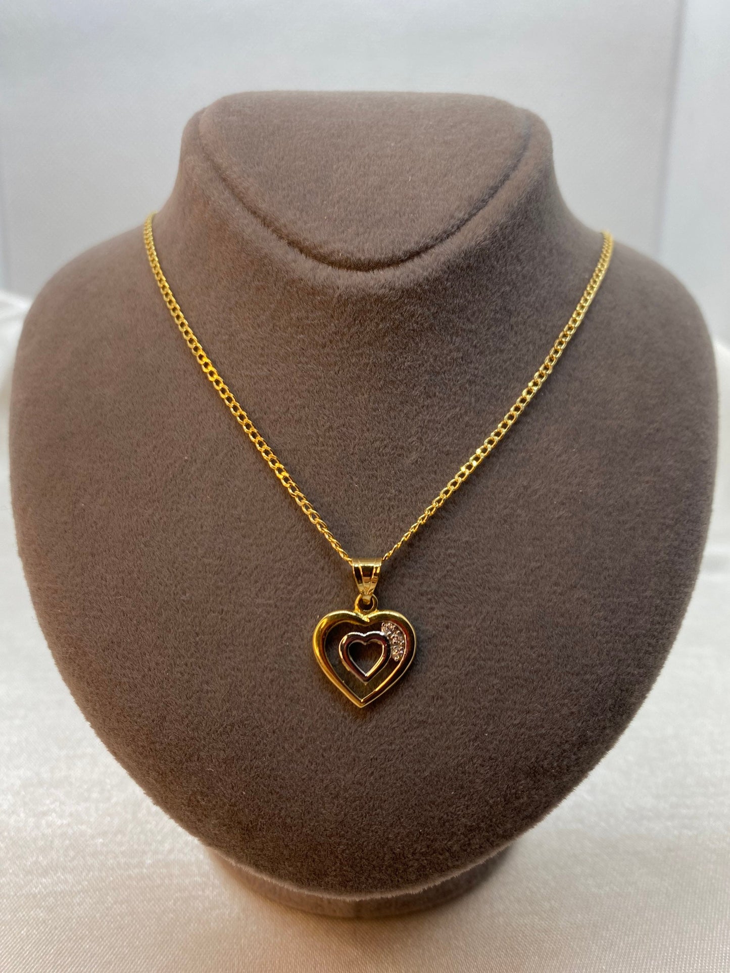 18k Gold Heart Necklace with 19.5" Curb Chain, 1.6mm – Real Gold Heart Pendant, Valentine’s Gift, Gift for Her