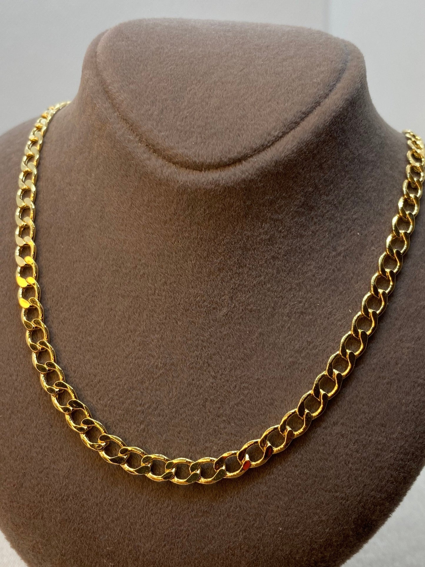 14K Gold Curb Link Chain Necklace – 19.5", 4.2mm, Unisex Gold Chain, Perfect Christmas Gift for Men & Women