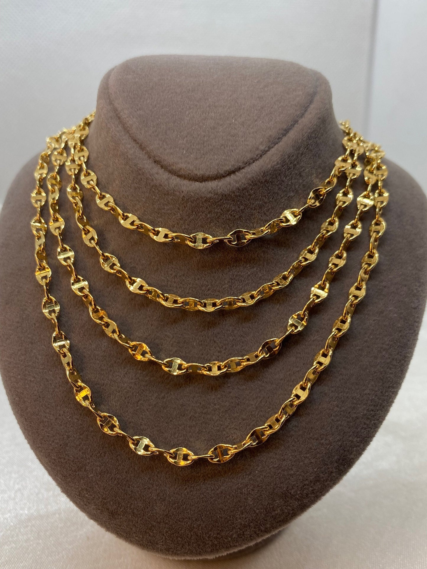 Collier chaîne d'ancre en or massif 18 carats – 50,8 cm, 3,5 mm, motif marin, véritable or 18 carats, cadeau idéal