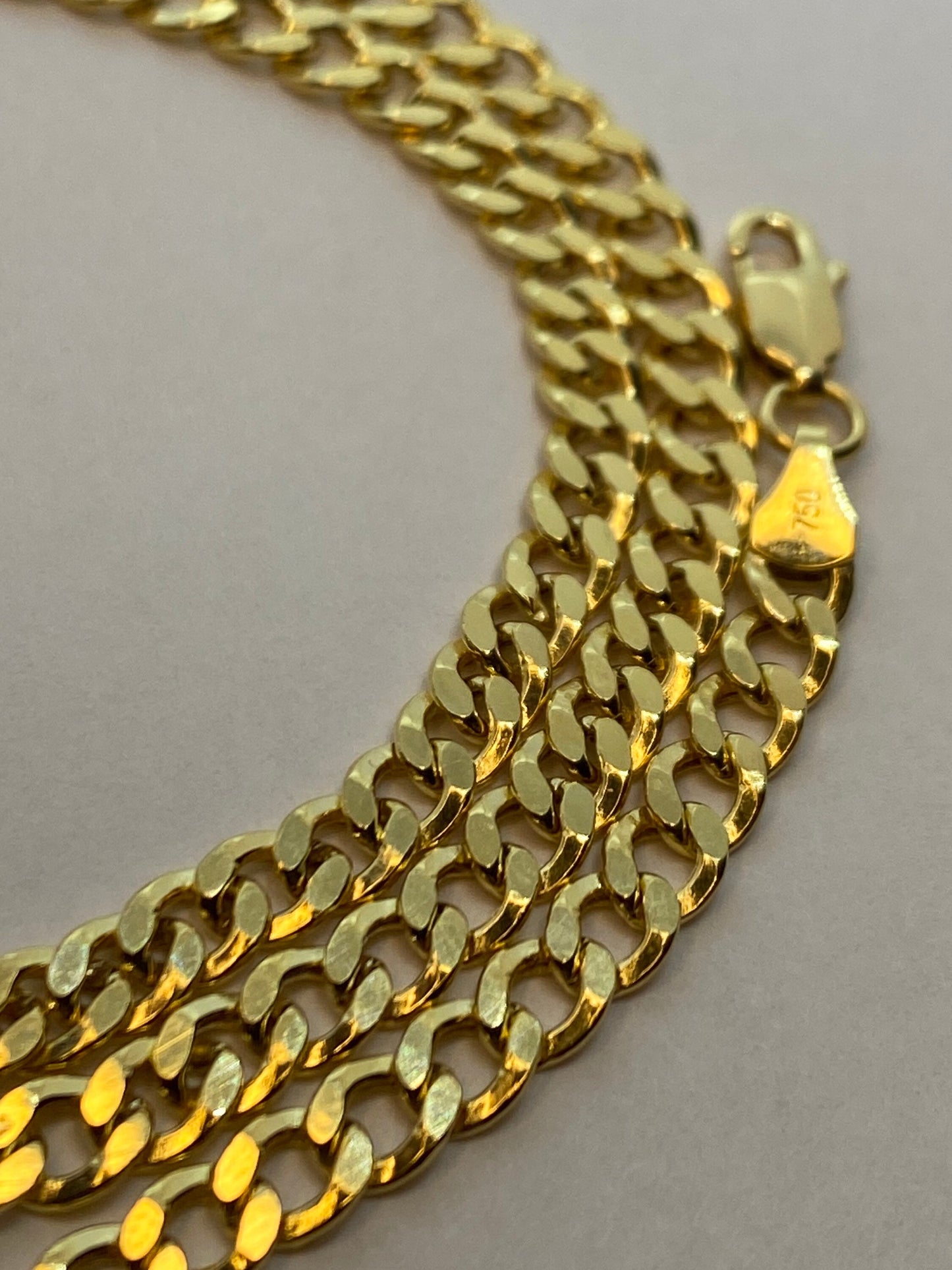 18K Real Gold Curb Link Chain Necklace, Diamond Cut, 25.5", 4mm, Unisex 18K Gold Chain, Perfect for Birthday Gifts