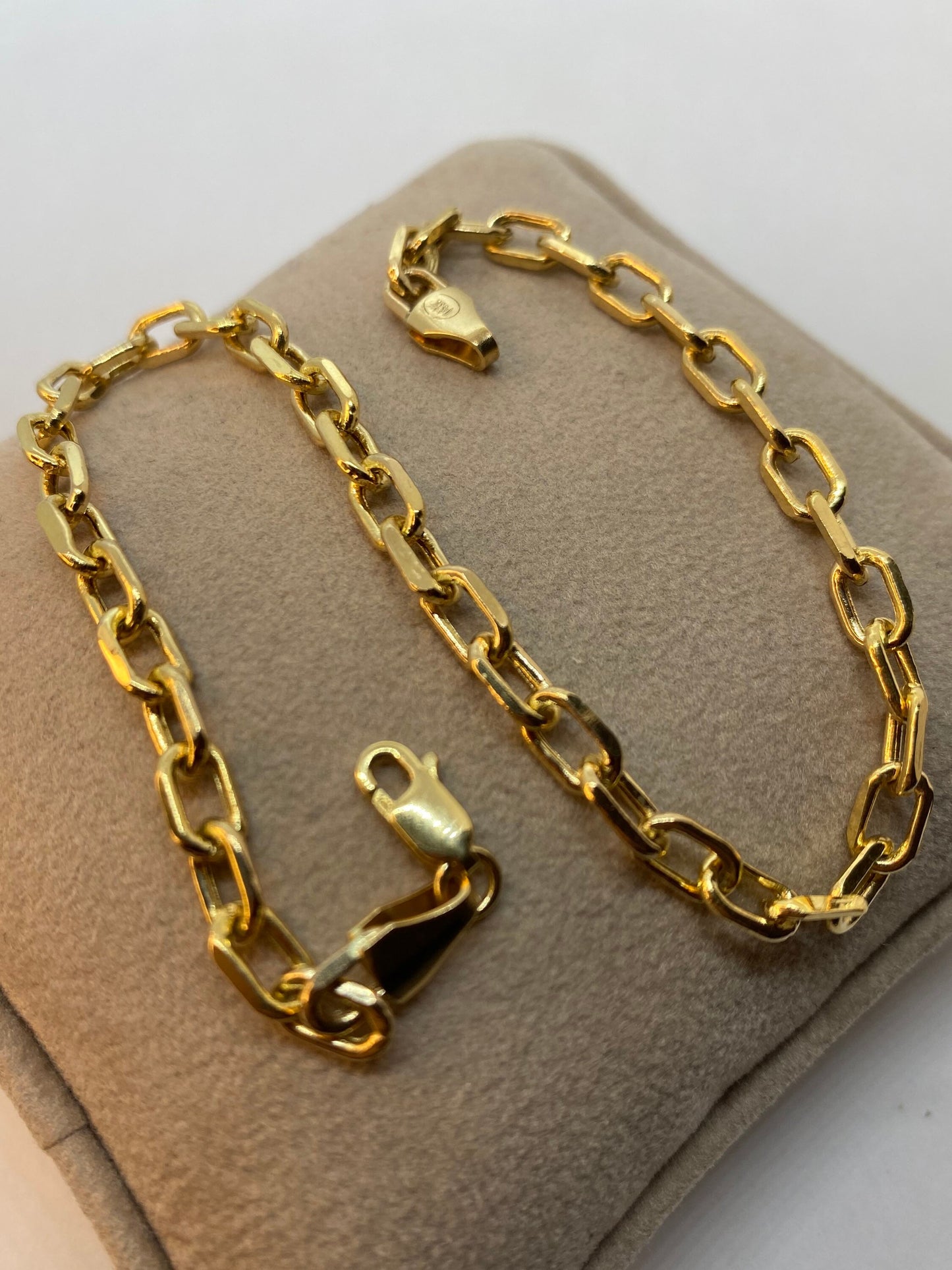 Bracelet câble en or 14 carats – Chaîne en or véritable de 5 mm, design unisexe – Cadeau idéal pour hommes et femmes