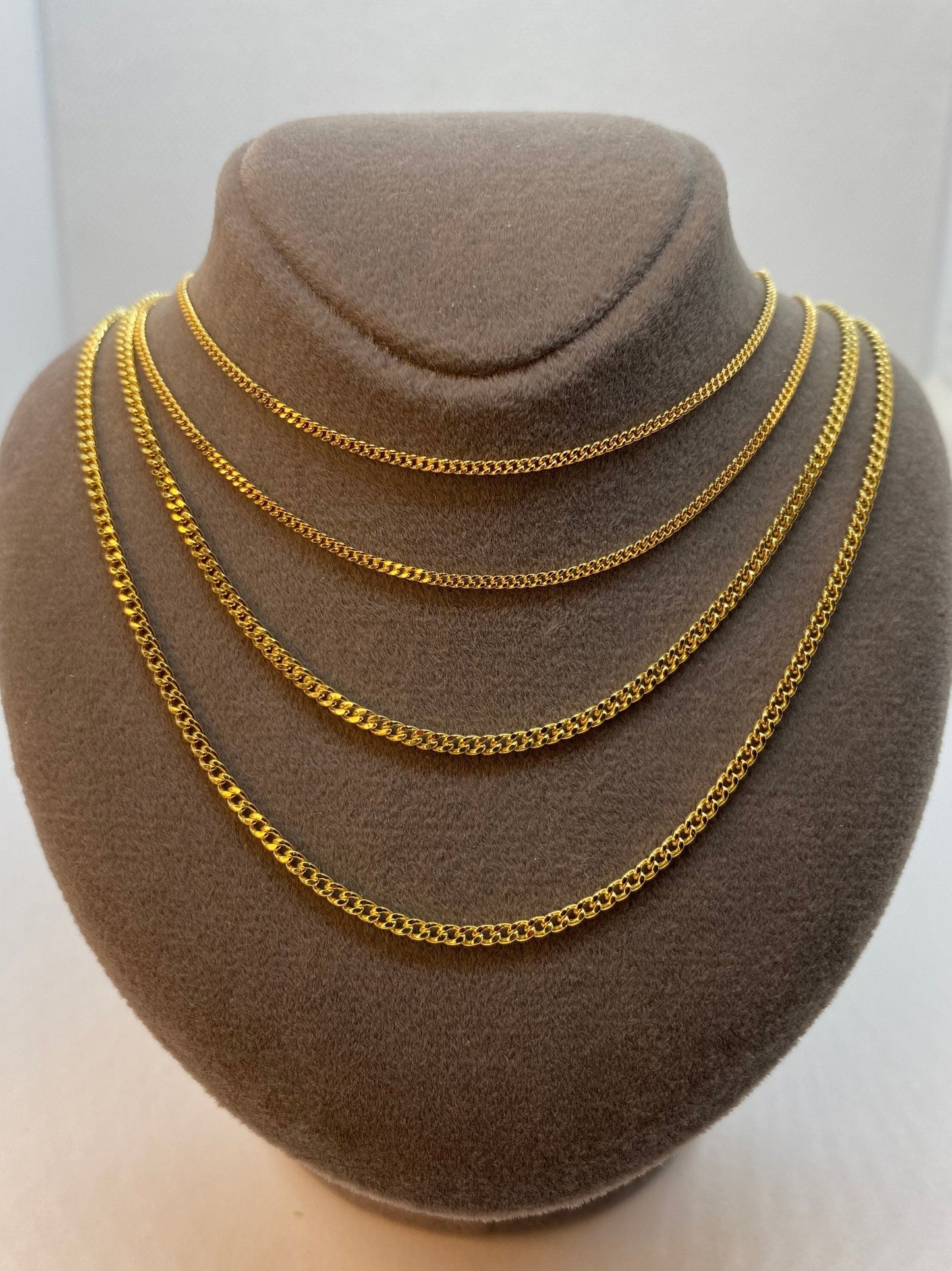 18k Gold Curb Link Chain Necklace, 2mm & 1.5mm Real Gold, Unisex Design, Perfect Gift for Him & Her, Ladies Gold Chain, Birthday Gift Idea