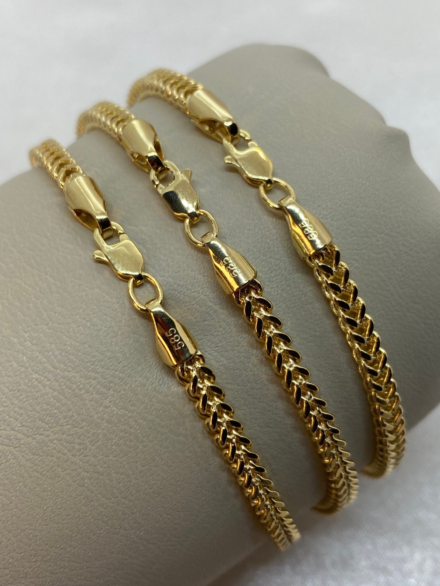 14K Real Gold Franco Chain Diamond Cut Bracelet – 7.5", 4mm Width, For Him & Her, Unique Birthday Gift