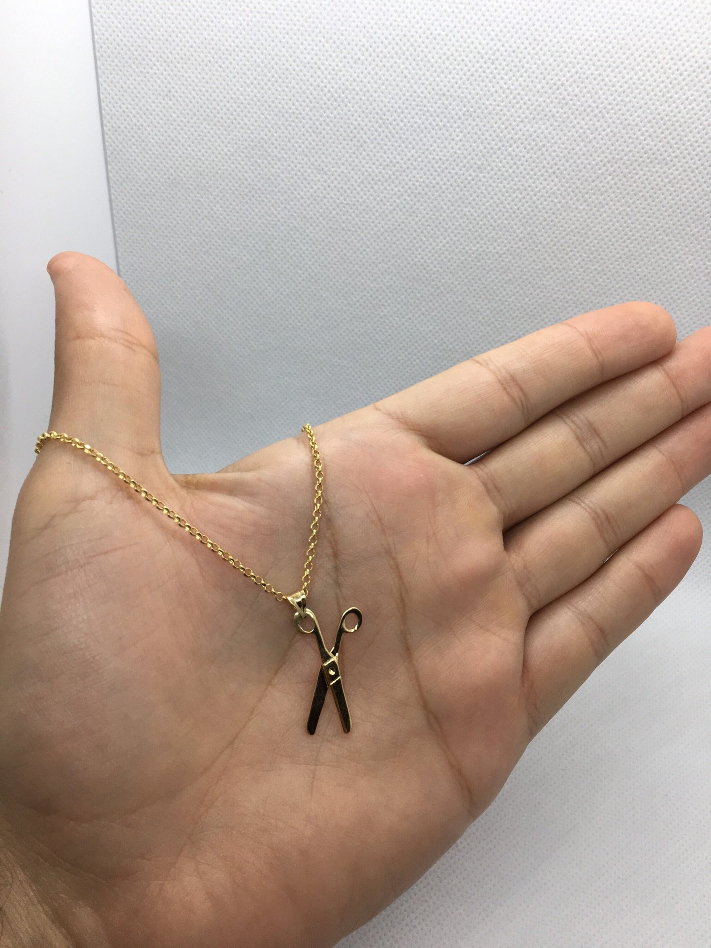 18k solid gold scissor necklace 19.5 inches, perfect gift for your hair cut stylist