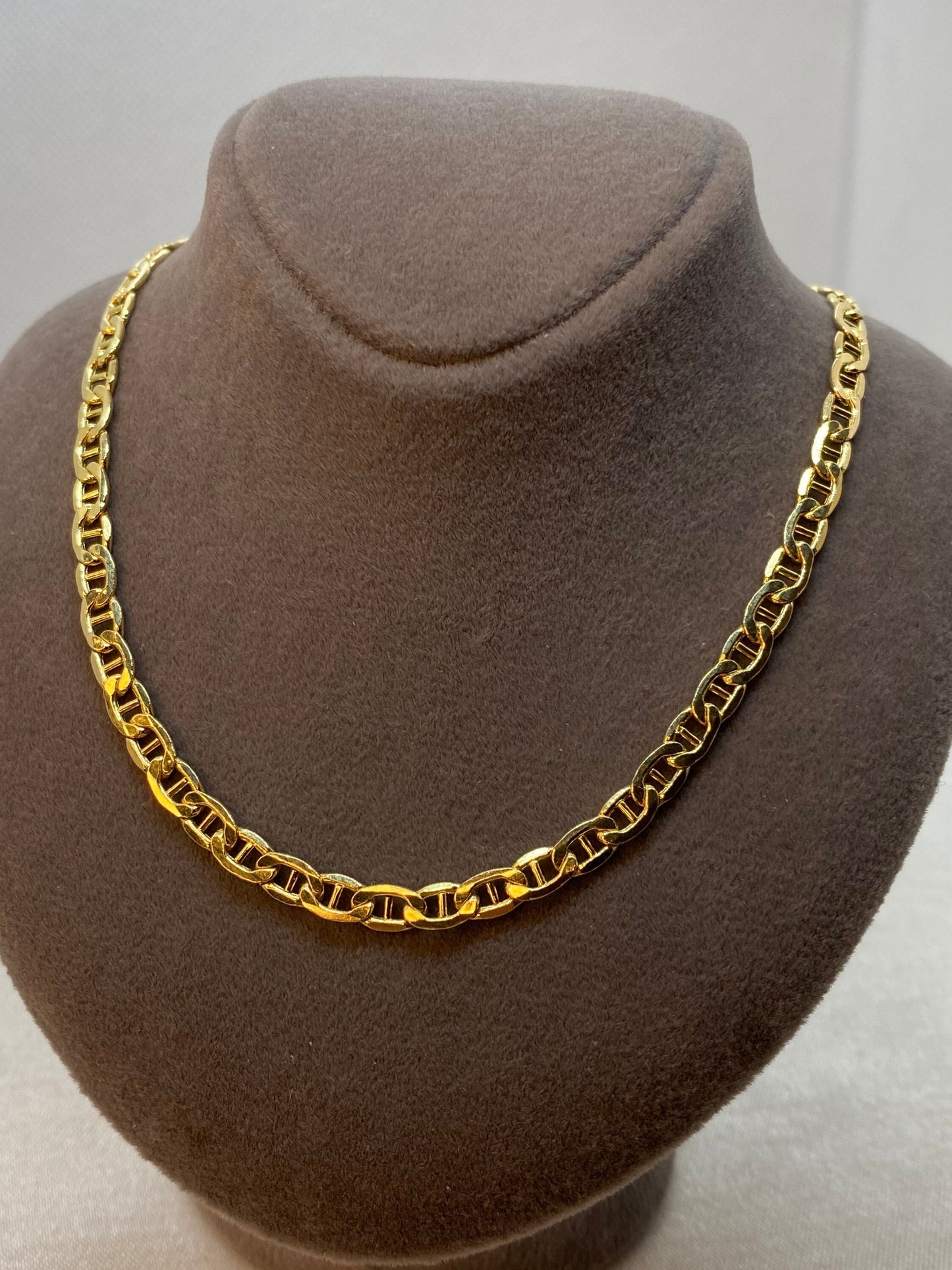 Collier chaîne ancre en or 14 carats – Chaîne marine 4 mm – Or véritable 14 carats – Cadeau de Noël idéal pour elle