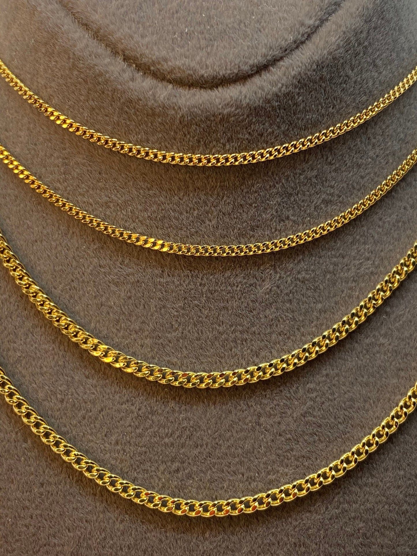 18k Gold Curb Link Chain Necklace, 2mm & 1.5mm Real Gold, Unisex Design, Perfect Gift for Him & Her, Ladies Gold Chain, Birthday Gift Idea