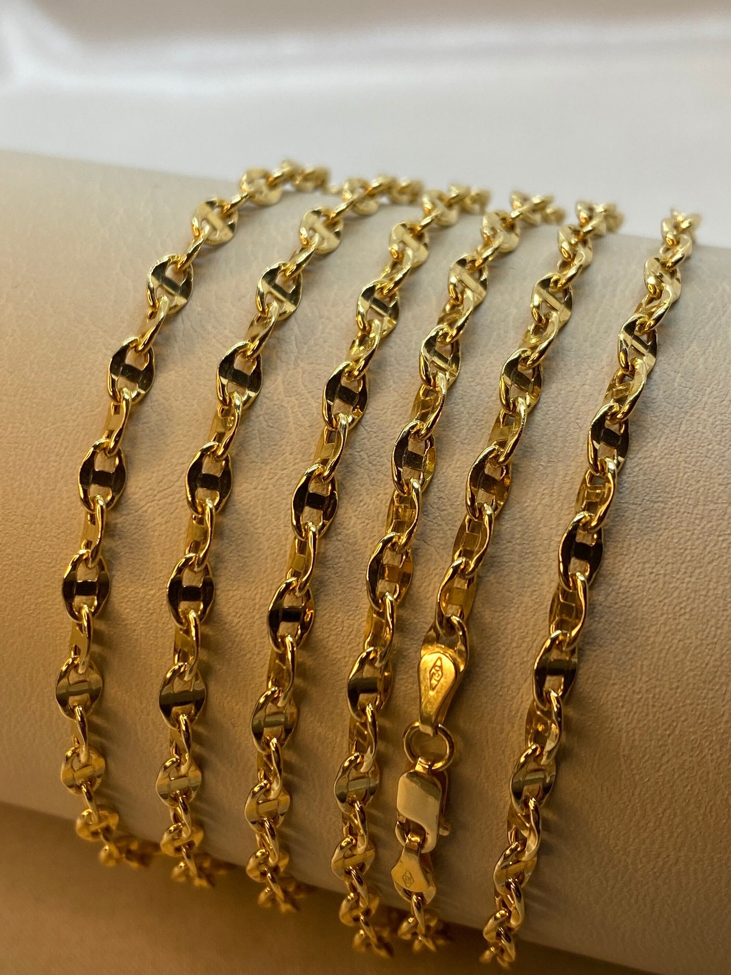 18k Real Gold ANCHOR CHAIN Necklace,18",20”,22”,24”,Mariner chain Active, 18k Real Gold cable chain, 18k Mariner necklace ,Gift Necklace.