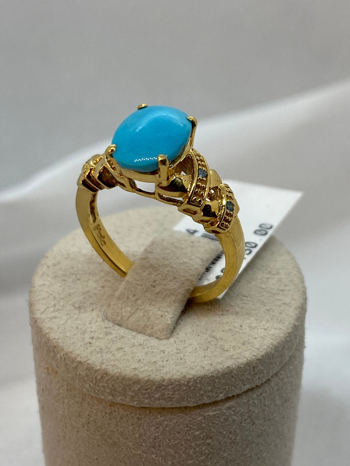18K Solid Gold Turquoise Ring with Blue Diamond – Natural Turquoise Birthstone Ring for Her | Sagittarius Zodiac Gift & Birthday Present
