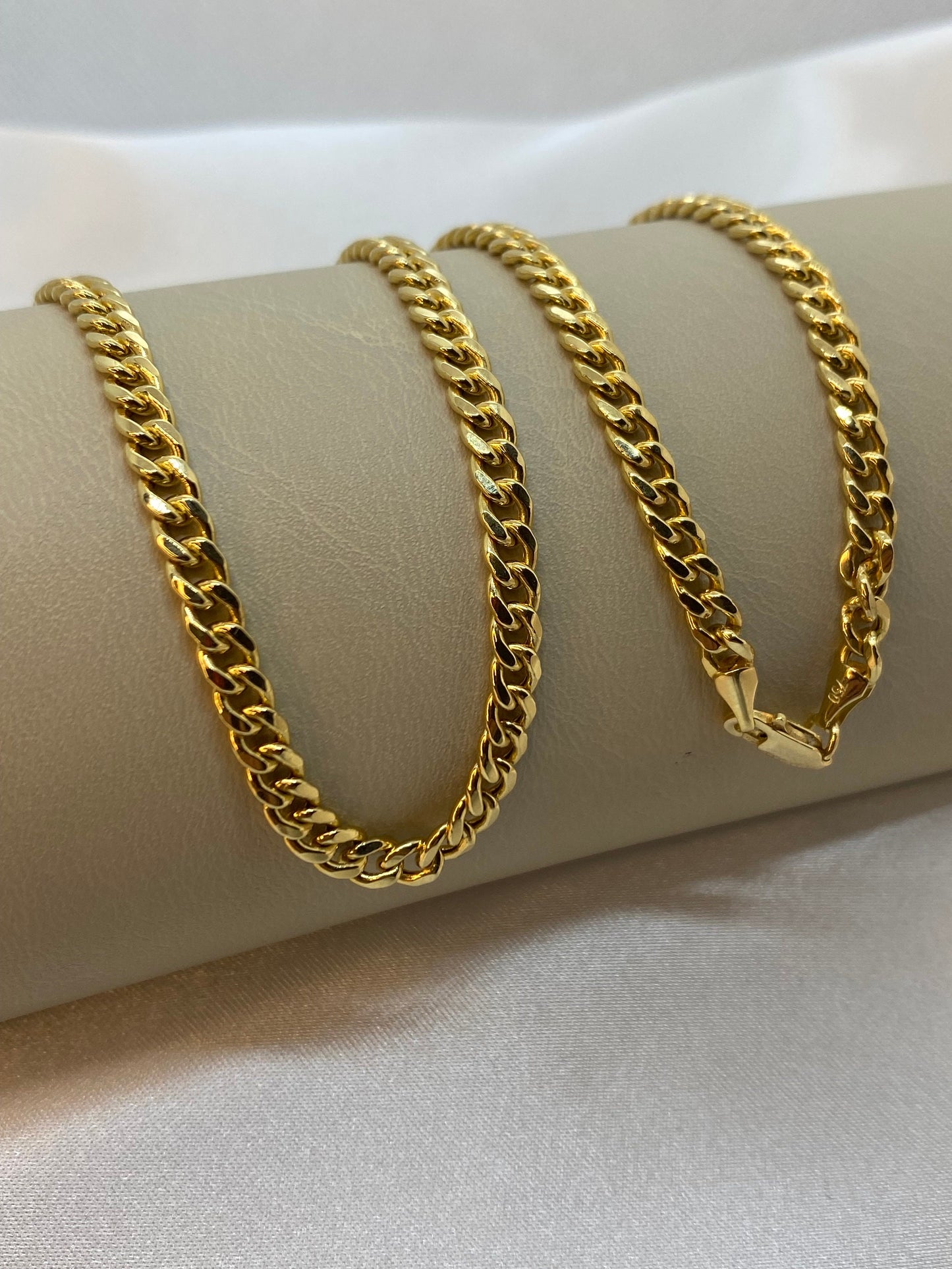 18K Solid Gold Curb Chain Necklace – 23.5", 4mm, Unisex Gold Chain, Perfect for Christmas & Birthday Gifts