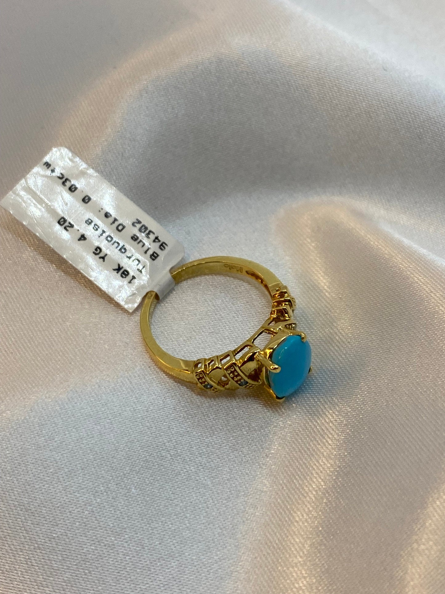 18K Solid Gold Turquoise Ring with Blue Diamond – Natural Turquoise Birthstone Ring for Her | Sagittarius Zodiac Gift & Birthday Present