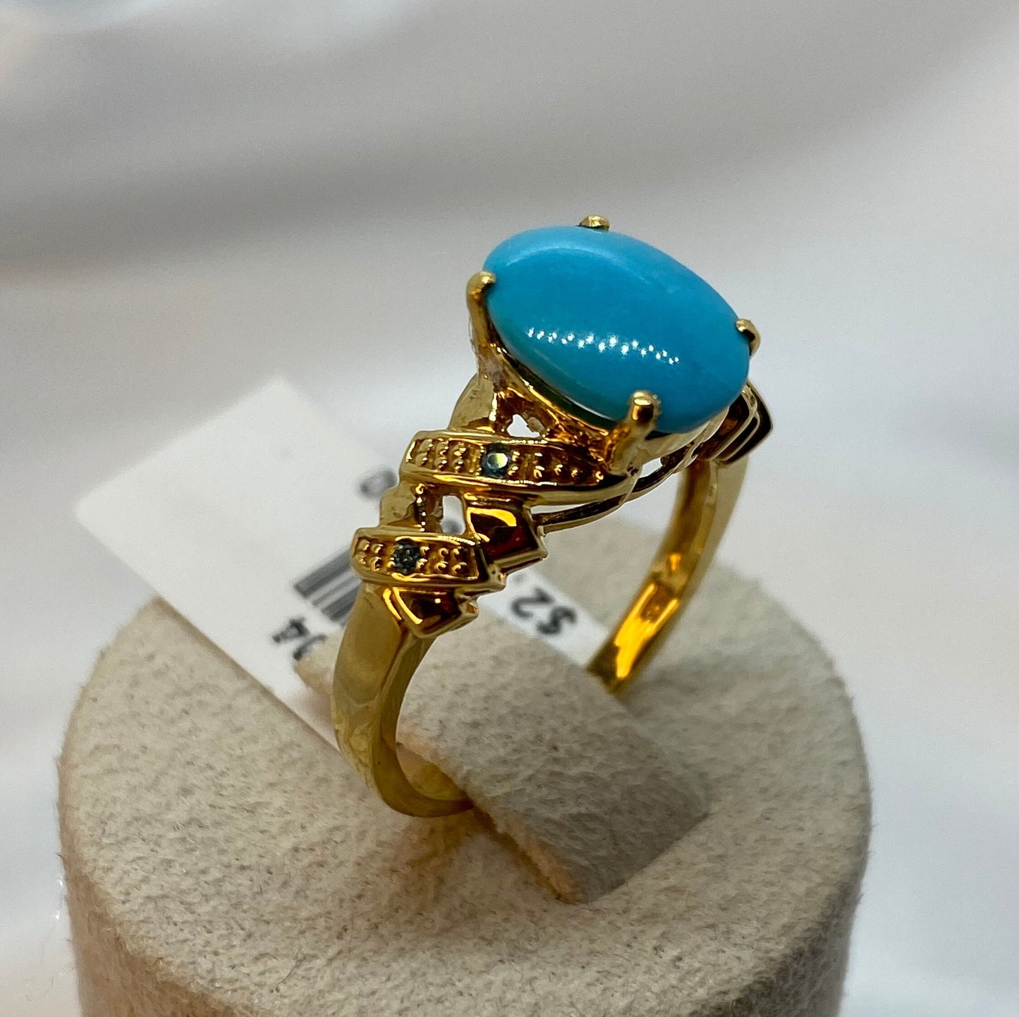 18K Solid Gold Turquoise Ring with Blue Diamond – Natural Turquoise Birthstone Ring for Her | Sagittarius Zodiac Gift & Birthday Present