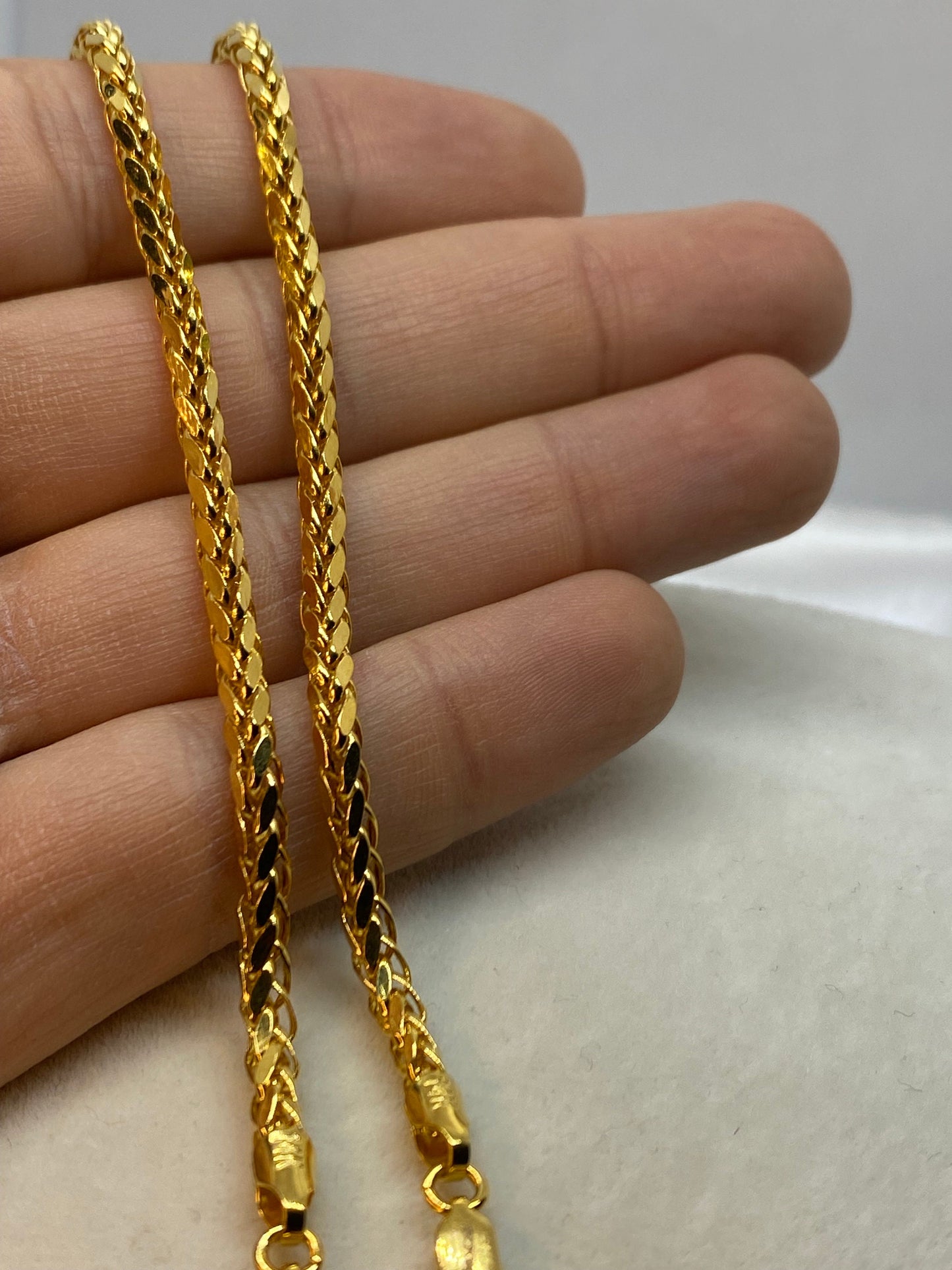Bracelet Franco rond en or véritable 14 carats, taille diamant, 21,6 cm | Largeur 3,5 mm | Cadeau unique pour elle et lui