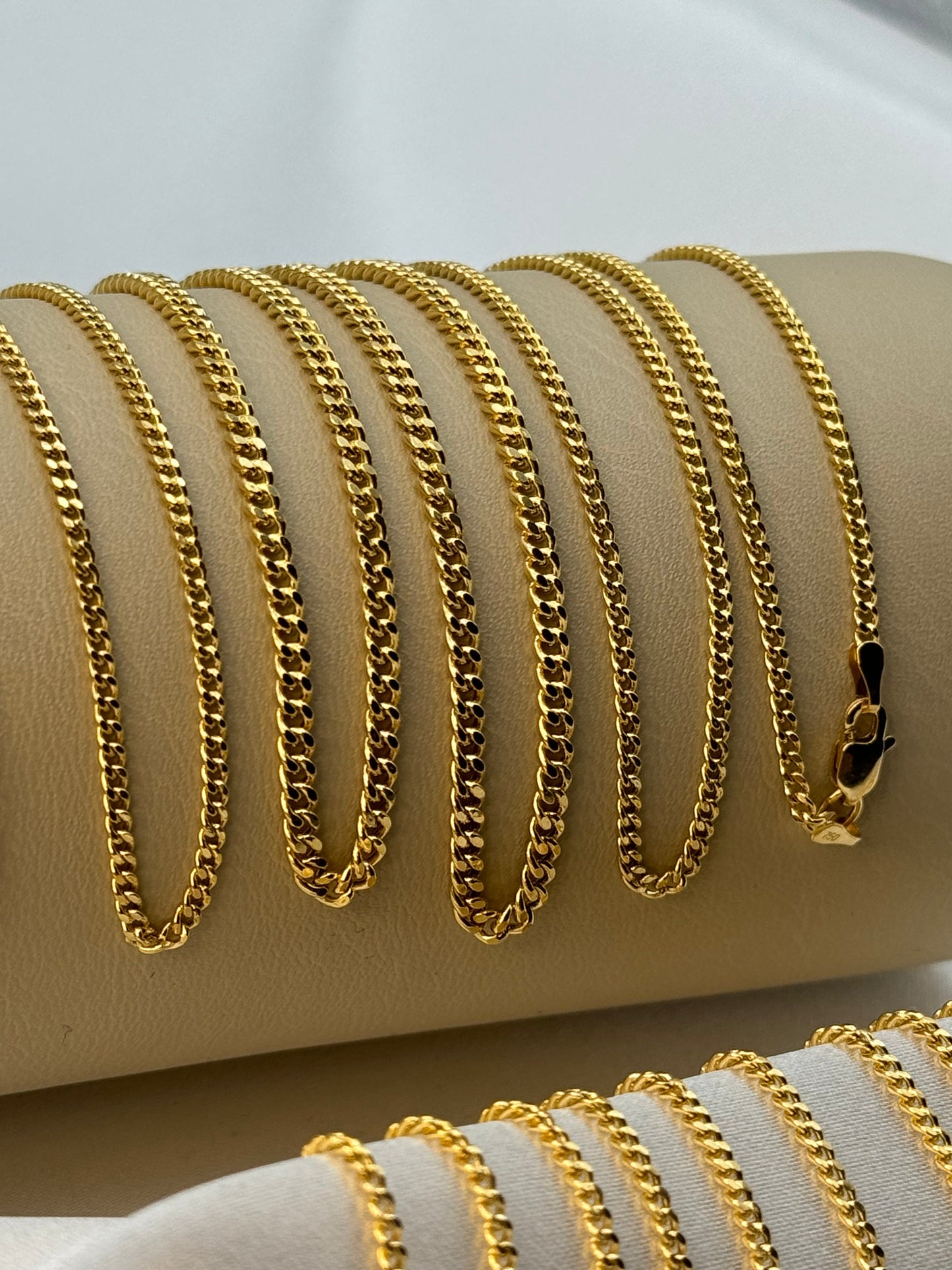 Bracelet gourmette en or véritable 18 carats – Chaîne cubaine de 2,8 mm et 2 mm, unisexe, longueur 19 cm, idéal pour un anniversaire.