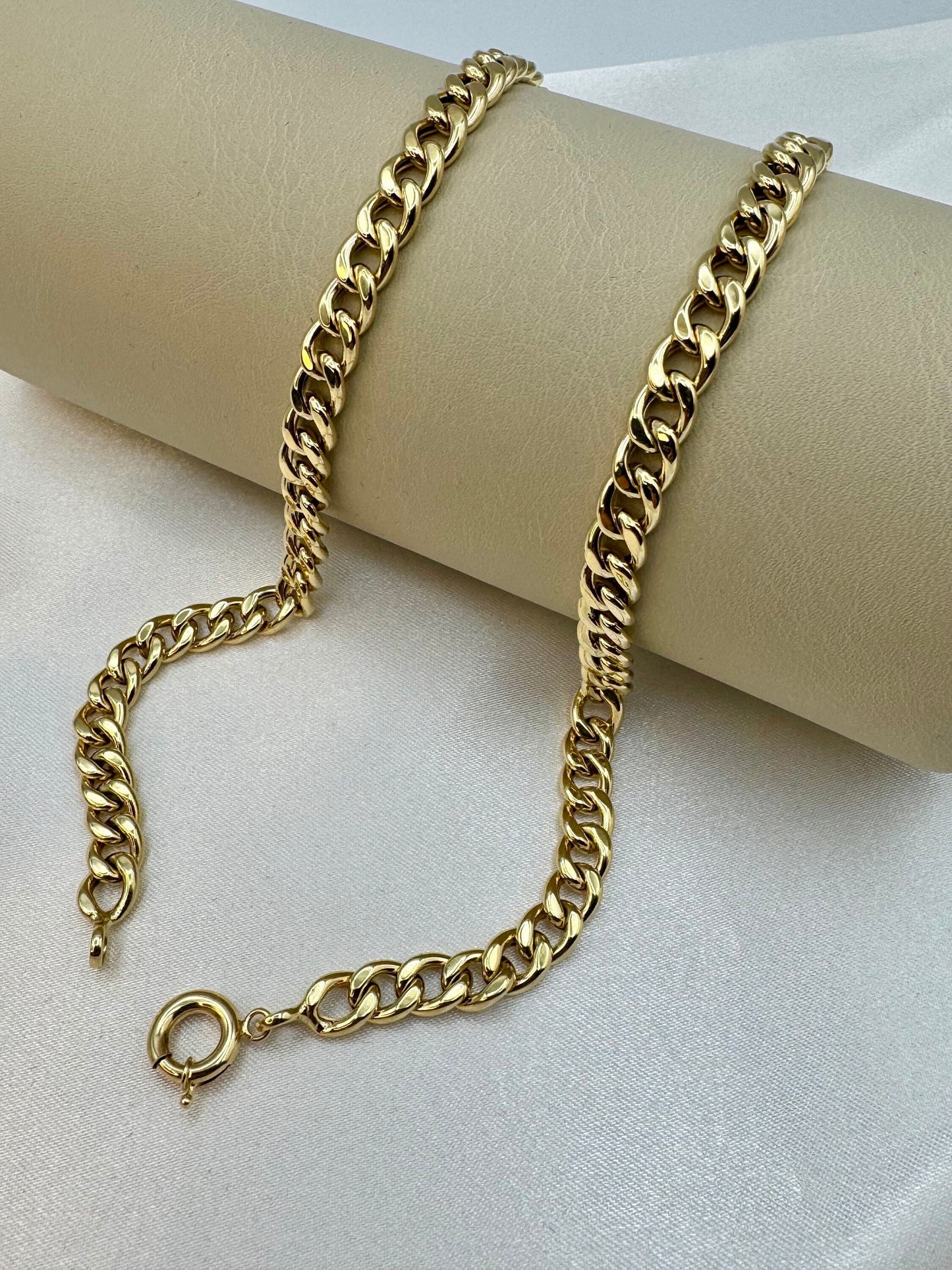 Collier gourmette en or 18 carats, 50,8 cm, 6,5 mm – Chaîne unisexe en or 18 carats, cadeau idéal pour elle et lui, pour Noël et un anniversaire.