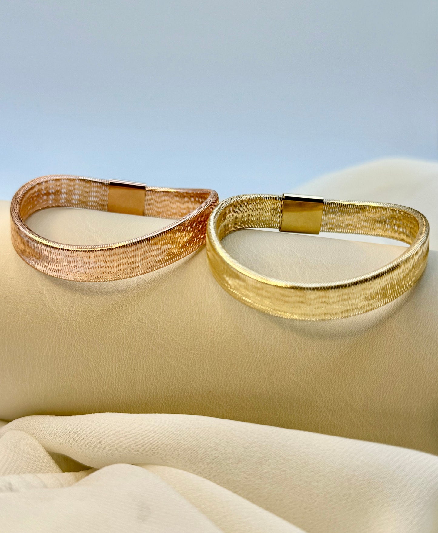 Bracelet jonc en maille d'or 18 carats | Bracelet à maillons en or véritable 18 carats pour femme | Cadeau d'anniversaire élégant pour elle