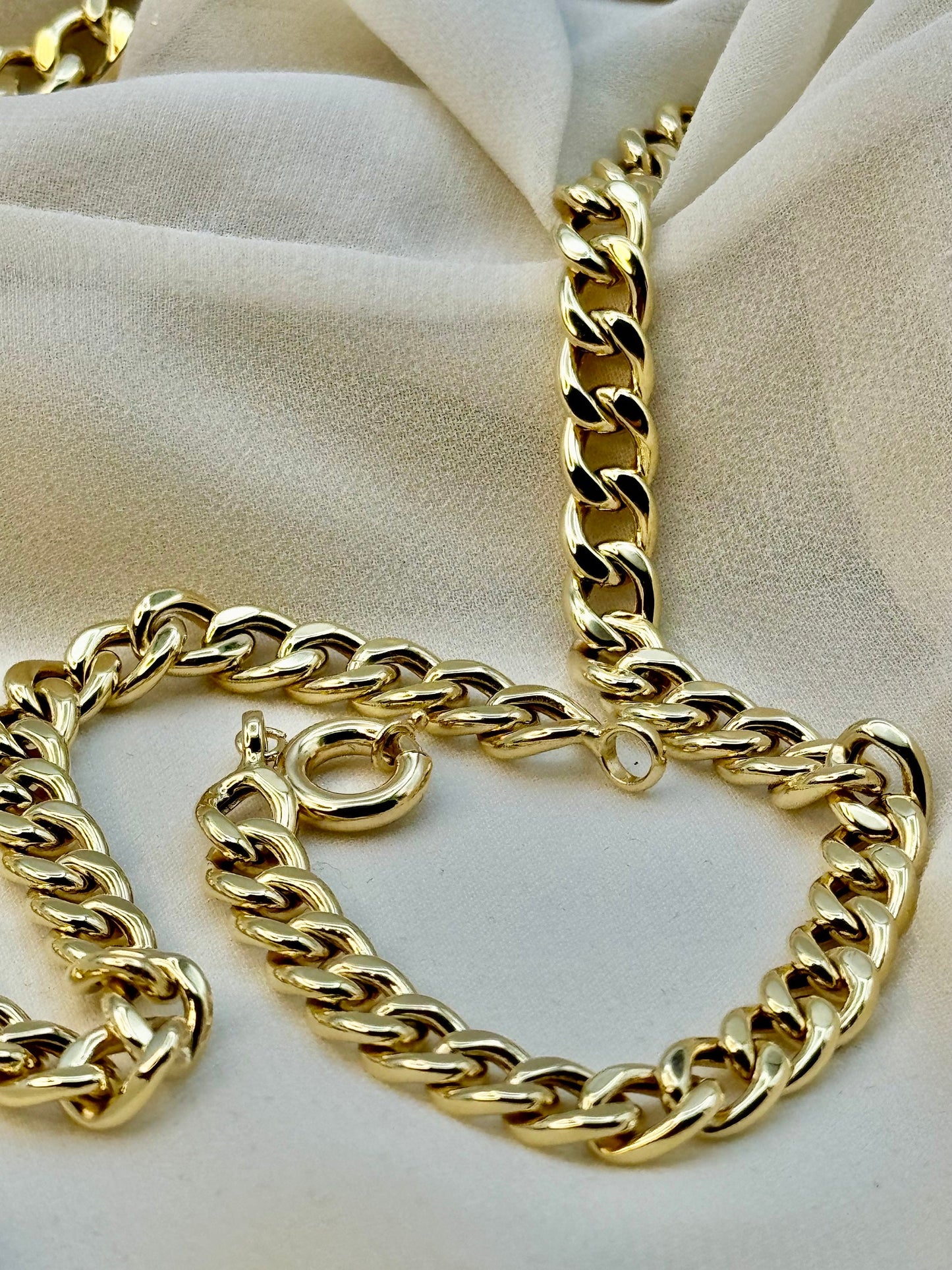 Collier gourmette en or 18 carats, 50,8 cm, 6,5 mm – Chaîne unisexe en or 18 carats, cadeau idéal pour elle et lui, pour Noël et un anniversaire.